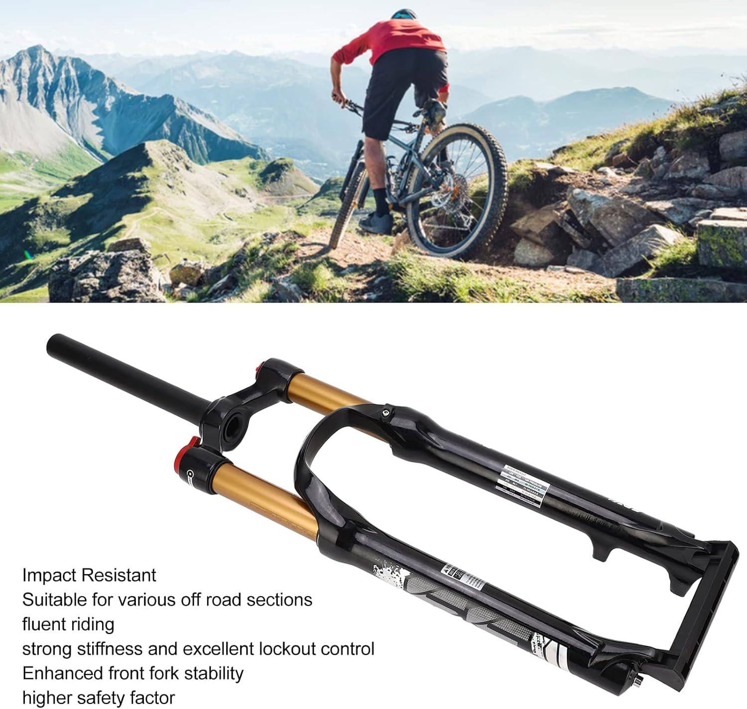 26Inch Suspension Air Fork, Straight Steerer Mountain Bike Front Fork Mg Aluminum Alloy for off Road image number 2