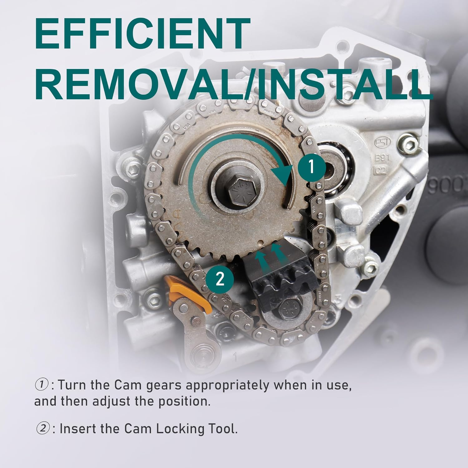 Mokitdora Double-Headed Cam Locking Tool Compatible with Harley Twin Cam 1999-2017, M8 Milwaukee 8 Motors 2017-2024, Dyna 1999-2006 Models image number 1