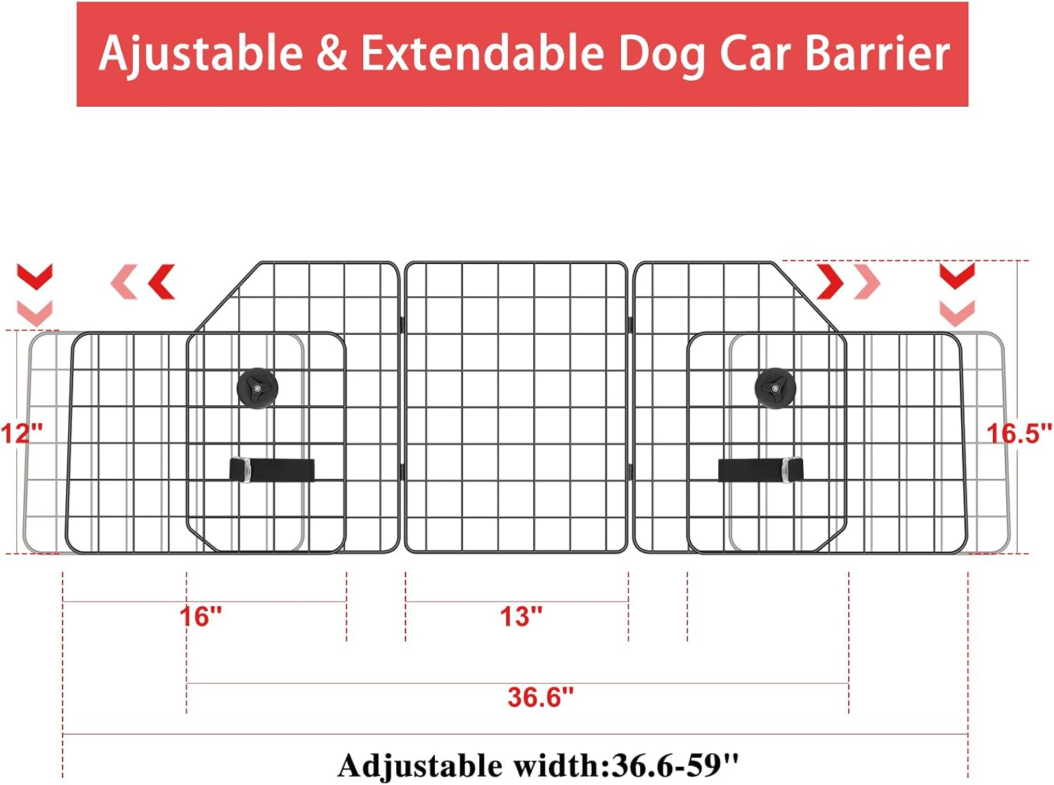 OYEAL Dog Car Barrier for SUV Adjustable Pet Car Divider Universal-Fit Back Seat Dog Separator Gate for SUV, Cars, Trucks, Black image number 6