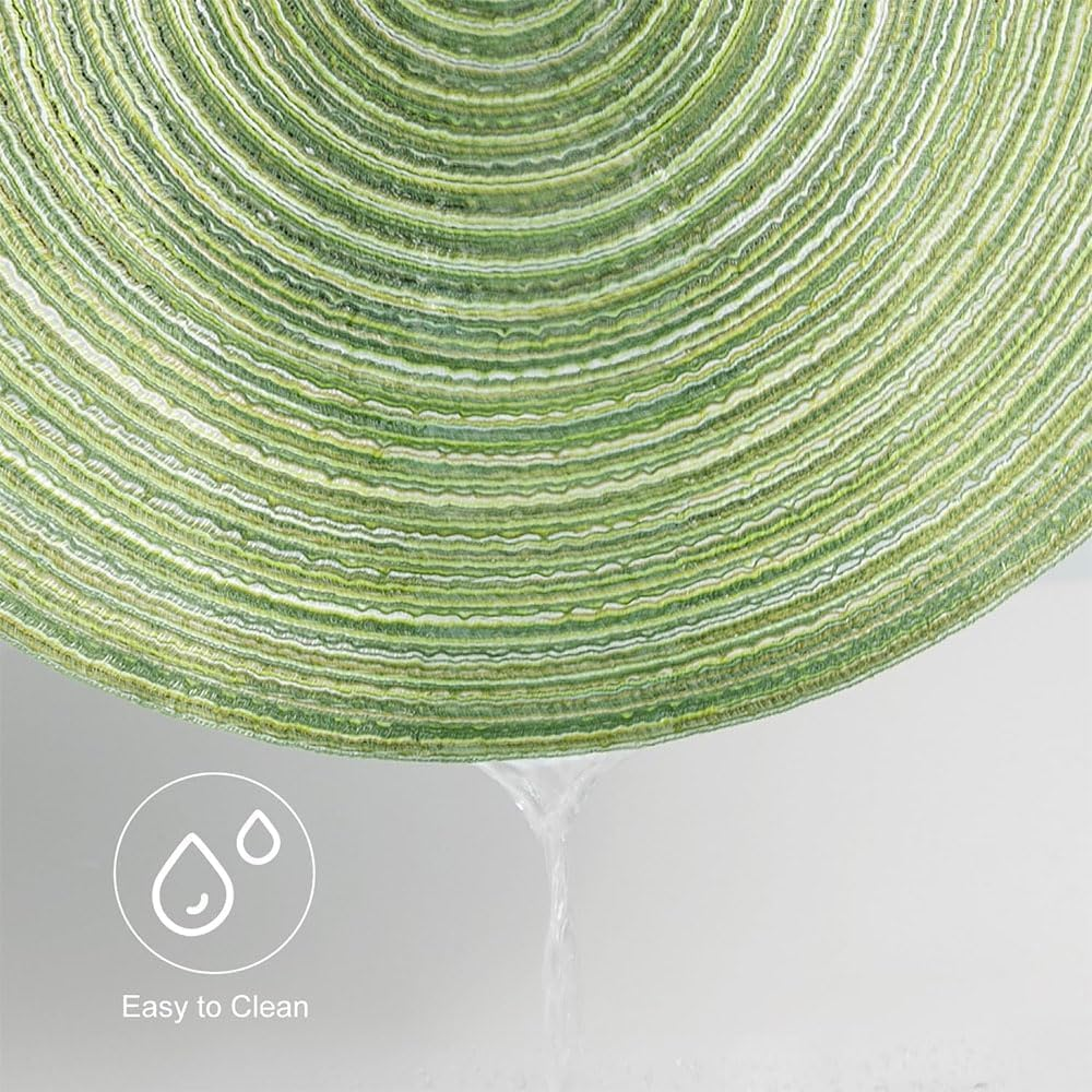 JZS round Braided Placemats 36Cm Washable Kitchen Table Placemats for Home Wedding Party,6Pcs,Green image number 4