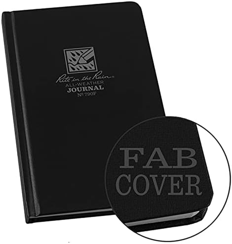 Rite in the Rain Weatherproof Hard Cover Notebook, 4.75" X 7.5", Yellow Cover, Journal Pattern (No. 390F)