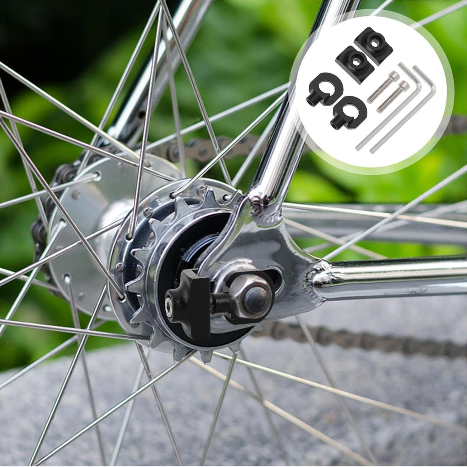 2 Sets Bicycle Chain Tensioner with Tools Bicycle Chain Adjuster for BMX Single Speed Bikes Gear Bicycles 10Mm Bicycle Rear Axle Bicycle Accessories Single Speed Bicycle Chain Tensioner image number 4