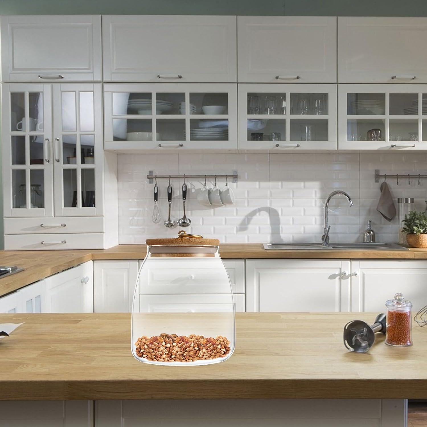 Healifty Glass Food Storage Canister 900Ml with Airtight Seal for Pantry Organization and Snack Keeping image number 4