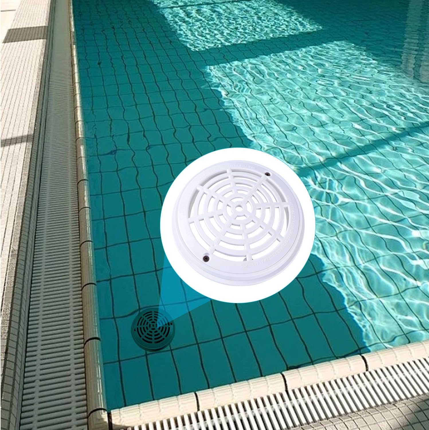 Swimming Pool Drain Port Cover Water Outlet Drainage Accessories for Pool Drainer Keep Pool Clean ABS Pool Main Grate Replacement with Screws Easy to Install Diameter 20.3Cm/7.99Inch image number 3