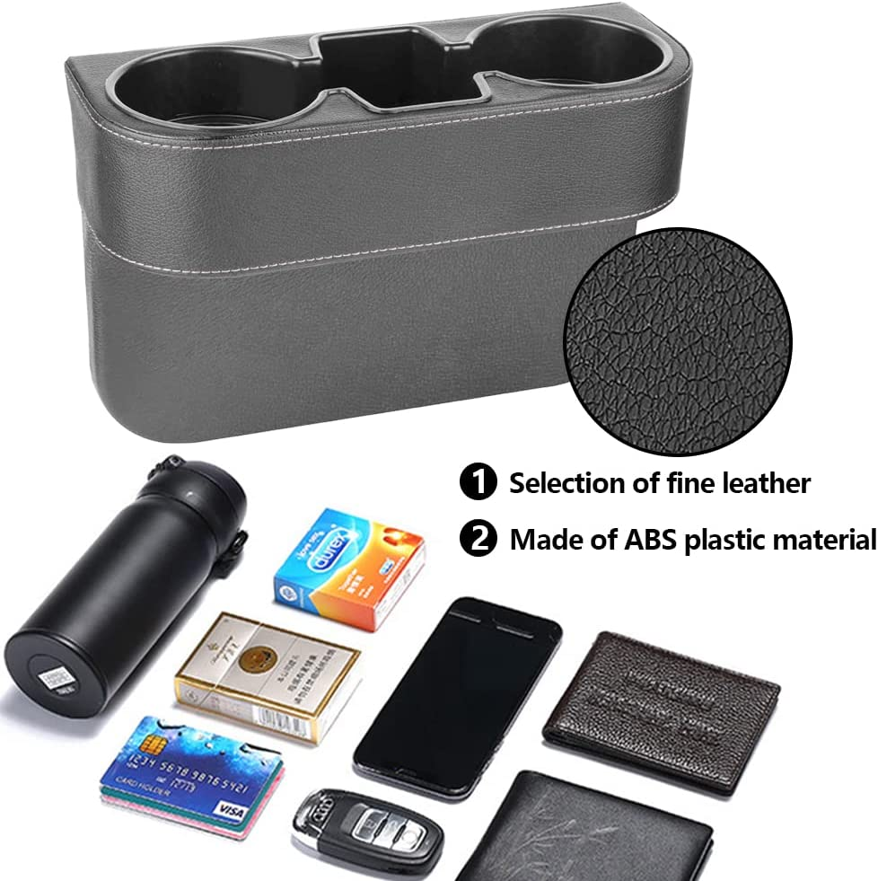 Car Seat Gap Filler Organizer, Auto PU Leather Console Side Storage Box with Cup Holder Extender for Drink, Car Organizer Front Seat Accessory for Holding Phone, Sunglasses, Keys, Cards image number 1