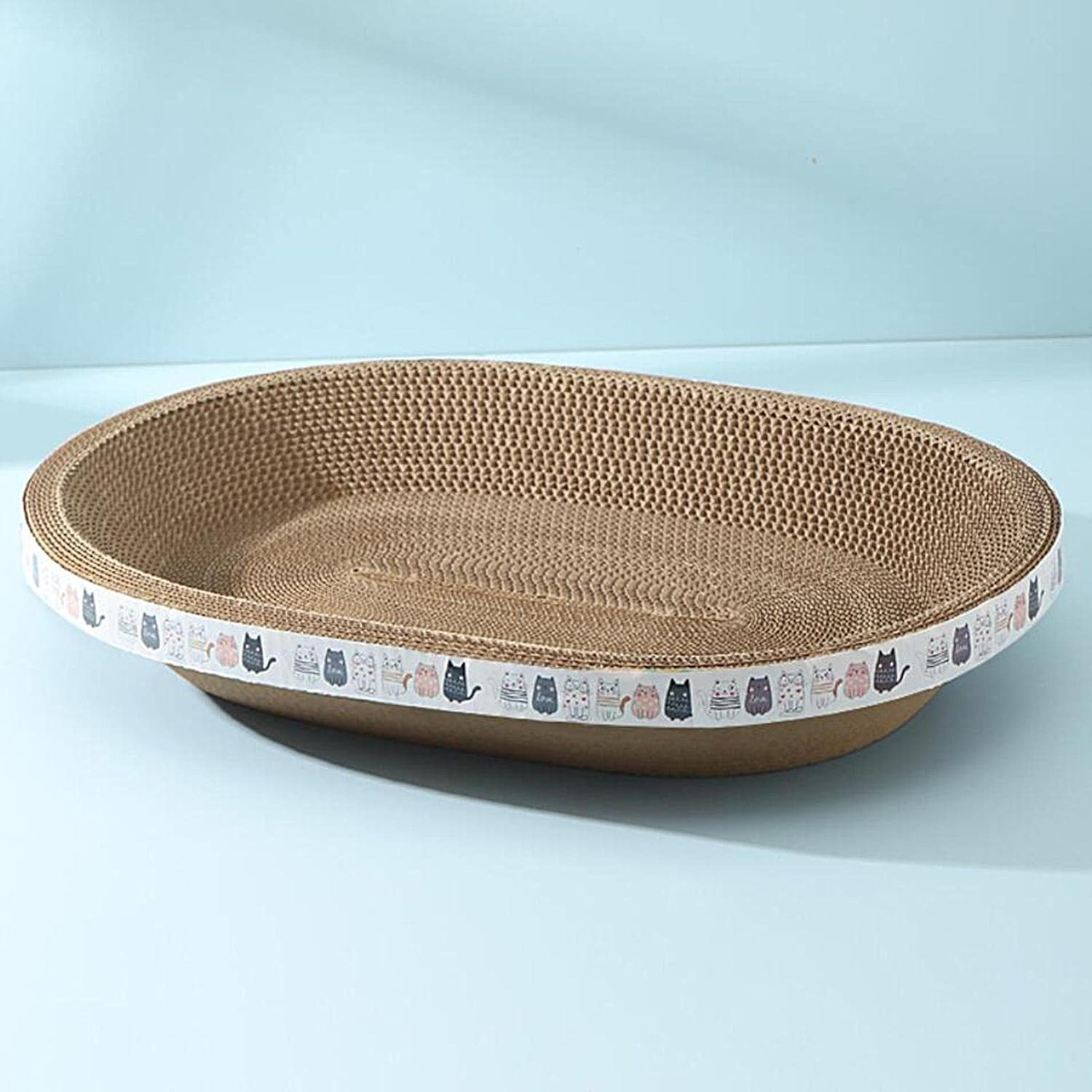 Cat Cardboard Scratcher,Cat Scratching Pad Oval/Round Shape Cat Scratcher Couch Protectors Cat Scratching Bed Pads,Cardboard Cat Scratchers Cat Scratching Lounge Bed for Furniture Protection image number 4
