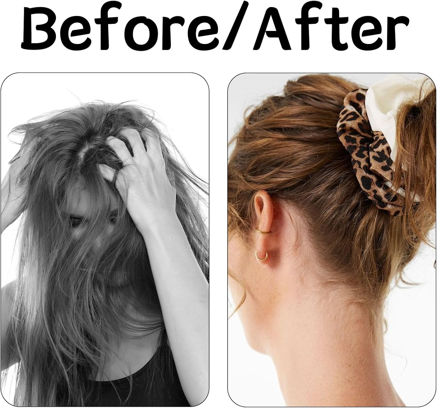 Pack of 4 Scrunchies Hair Bobbles with Leopard Pattern, Hair Thick Scrunchie Hair Band Elastic, Hair Bobbles Velvet Leopard, Elastic Hair Bands Ponytail, Leopard Hair Accessories for Women Girls image number 2