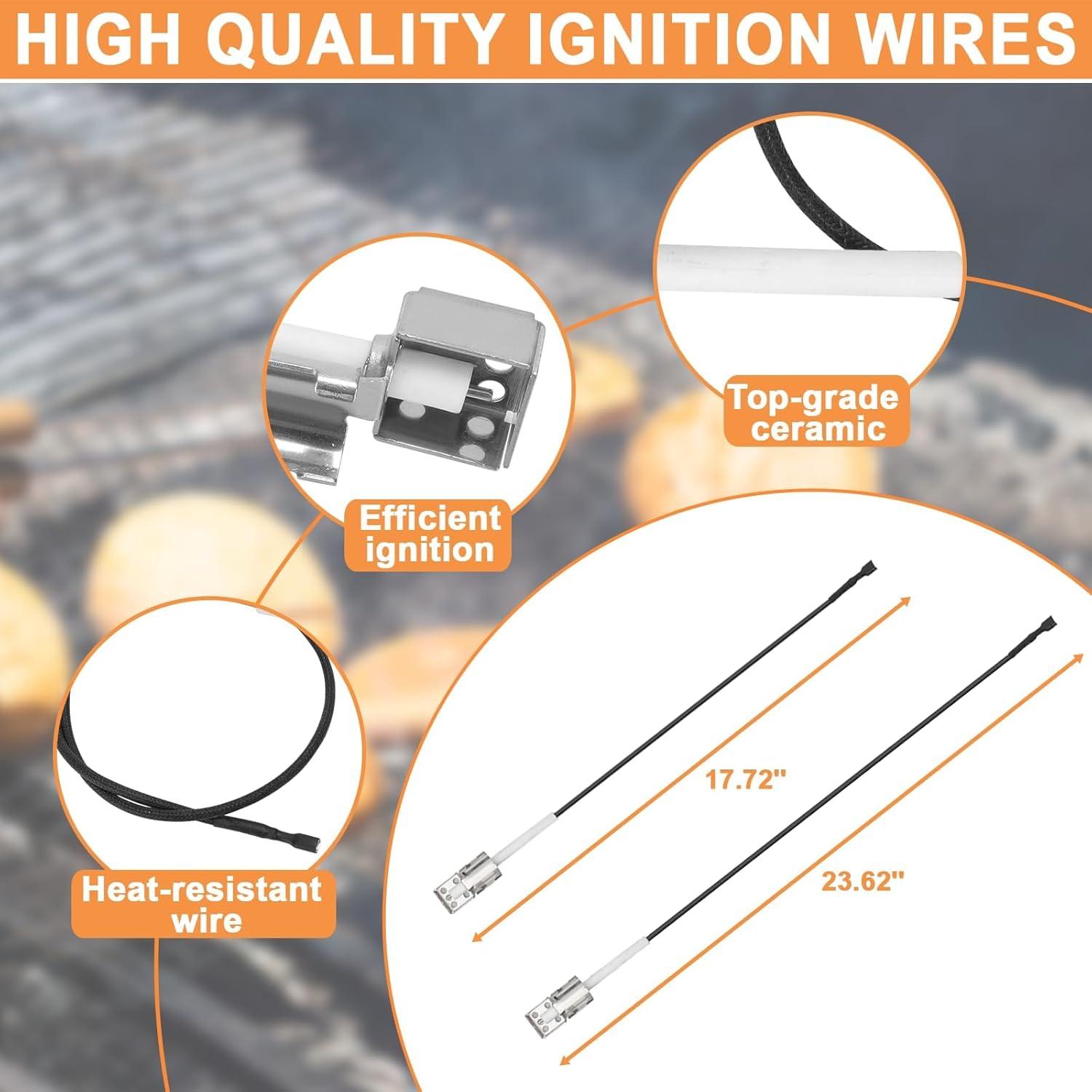 DHLG-12 Grill Igniter Kit G511-0055-W1 for Charbroil Ignitor Replacement, G350-0017-W1 2 Outlet BBQ Electronic Ignition Module with Wires and 2 Igniter Buttons for Charbroil Surefire Ignition Systems image number 5