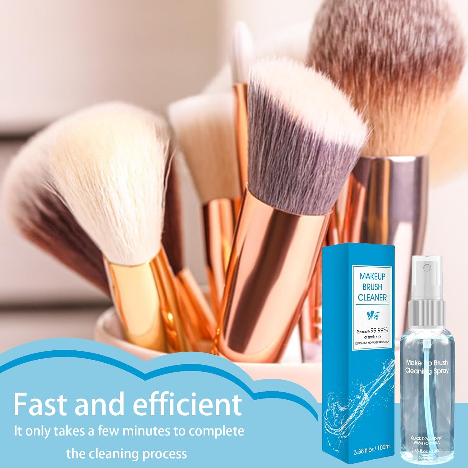 Cosmetic Brush Cleaner Solution,100Ml Deep Cleaning Spray | Gentle Makeup Remover, Makeup Brush Cleaner Spray for Beauty Sponge, Powder Puff image number 4