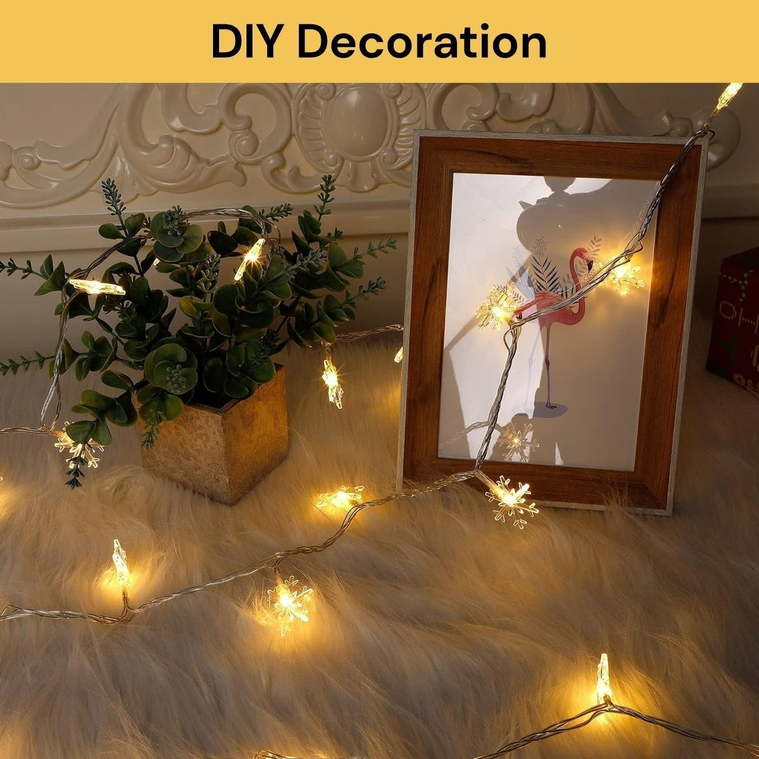 EZONEDEAL LED Snowflake String Lights Battery Powered String Lights, Decoration Fairy Lights for Christmas Lights Wedding Birthday Party Patio Garden Home Bedroom Indoor & Outdoor (3M 20Leds) image number 2