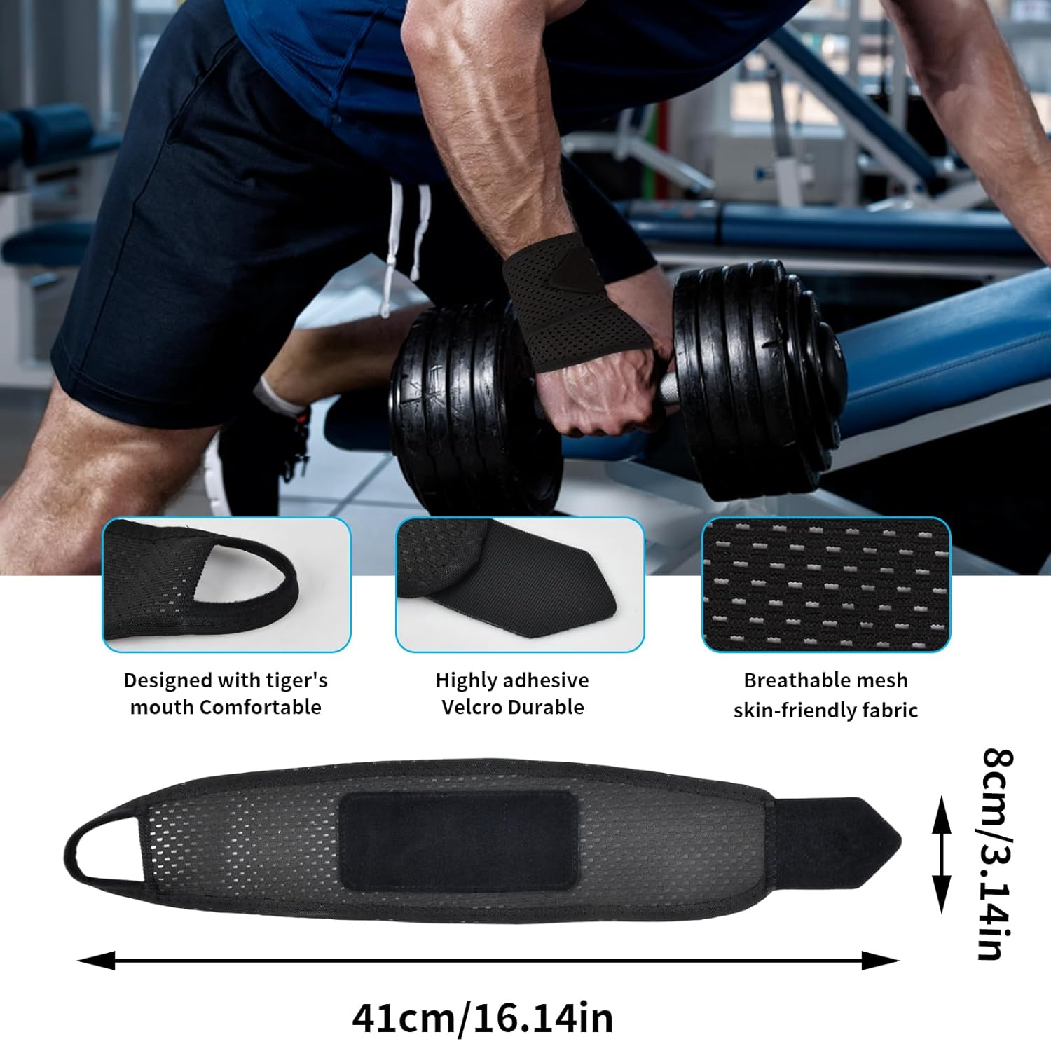 Wrist Bandages Fitness, Breathable Bandage Wrist for Wrist Sprains for Tendonitis or Sports for Left or Right Hand (Black)