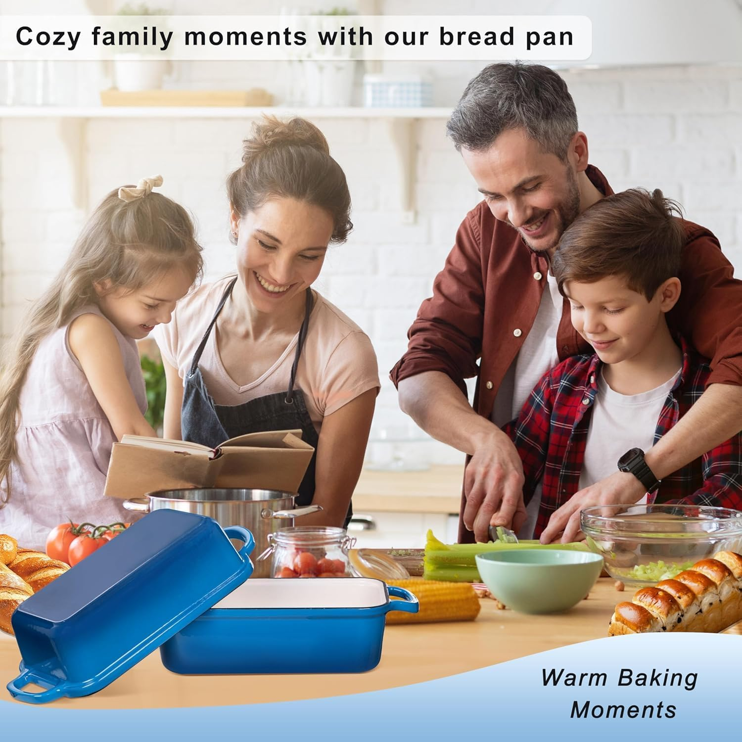 Lynn Jade Cast Iron Bread Loaf Pan with Lid, Loaf Pans for Baking Bread, 2-In-1 Enameled Loaf Pans for Baking, Bread Dutch Oven for Golden Crispy Crust for Homemade Bread & Sourdough (Marseille) image number 4