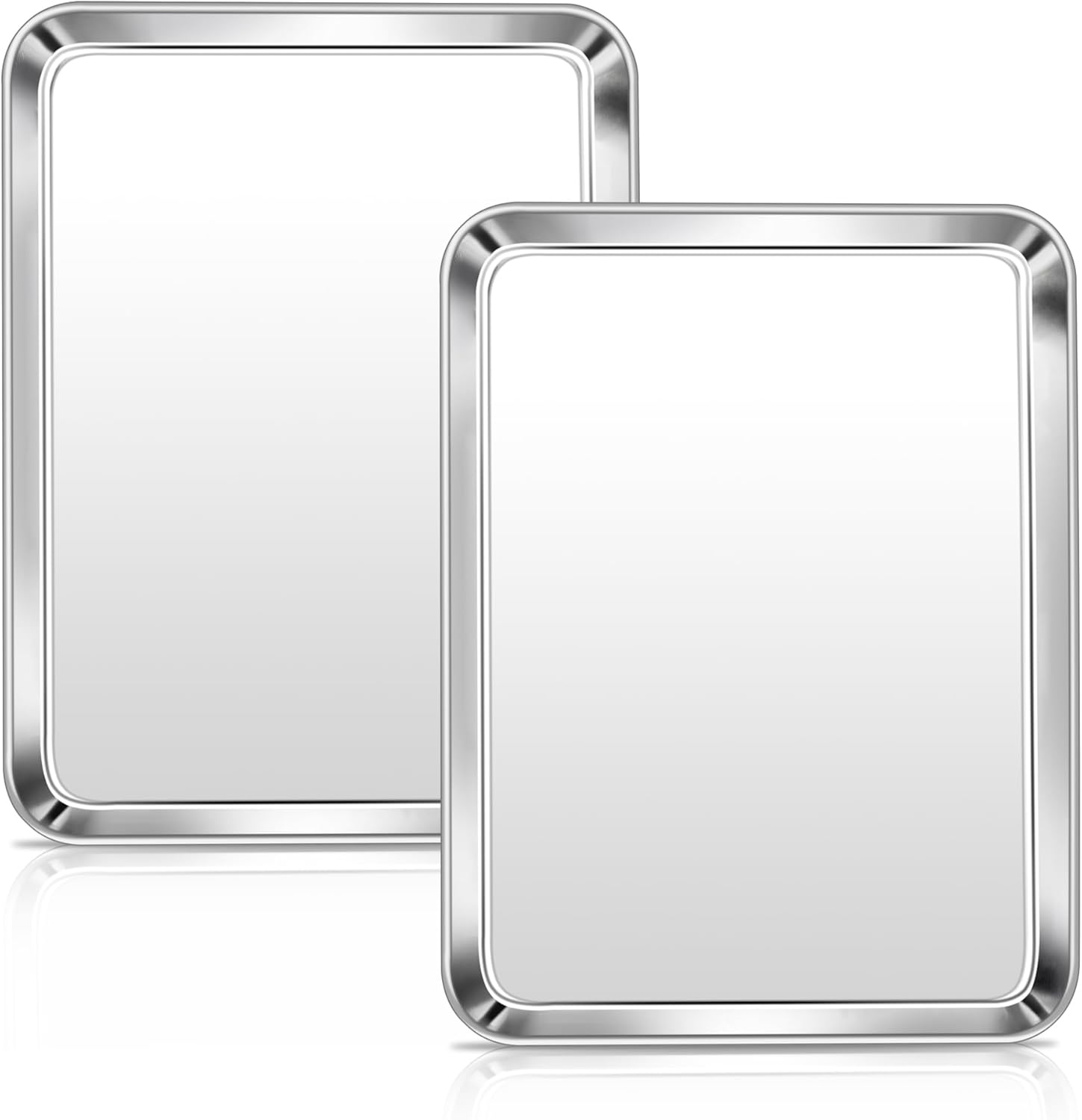 Haware Baking Tray, Set of 2, Stainless Steel Cake Tray, Oven Tray, Rectangular Grease Pan for Baking, Roasting, Serving, 31.6 X 24.6 X 2.5 Cm, Non-Toxic & Healthy, Rustproof & Dishwasher Safe image number 3