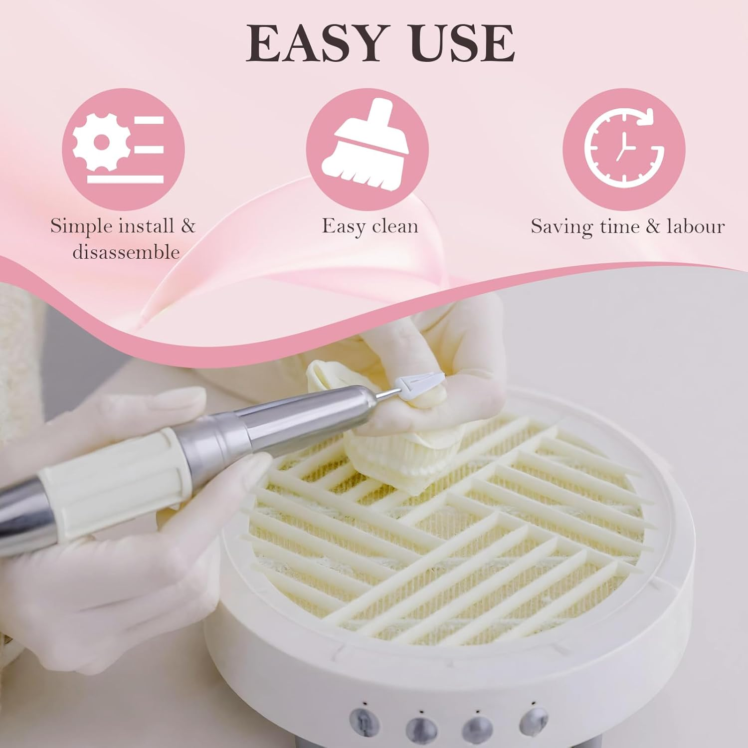 2 Pack Dust Collector Filter Replacement Compatible with Melody Susie, White Nail Dust Collectors Filter for Home and Nail Salons, Reusable Dusts Collectors Match with Dusts Collector Nails Tech Tool image number 1