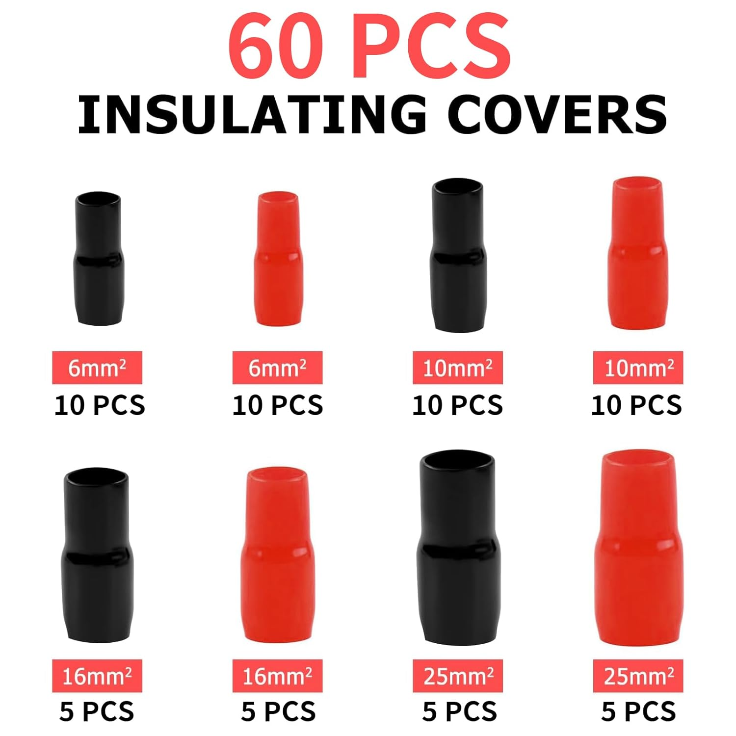 Zalizr 120 PCS Tinned Copper Battery Cable Ends Kit, 6-25Mm&sup2; Wire Lugs Assortment, Heat Shrink Tubing, SC Ring Terminals Connectors for Electrical, Automotive, Marine, Solar Use image number 2