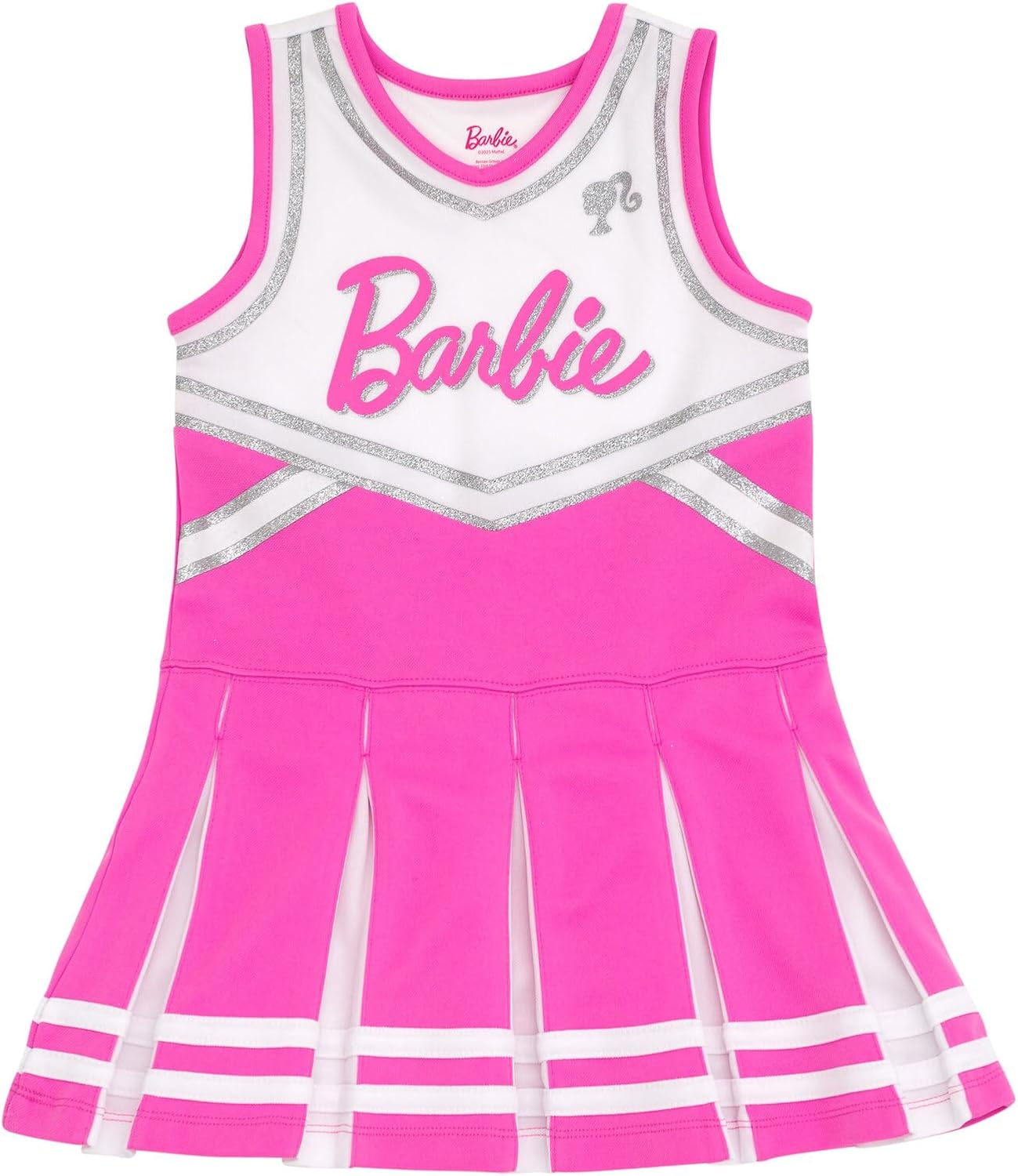 Barbie Girls Cheerleader Dress and Bow Outfit Set Toddler to Big Kid Sizes (2T - 14-16)