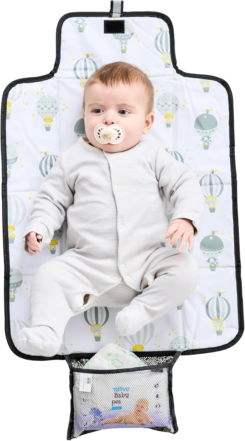 Polar Gear Baby Changing Mat &ndash; Wipe-Clean Changing Mat for Newborns &ndash; Travel Changing Mat with Pocket &ndash; Padded, Foldable Changing Matt Baby &ndash; Safari