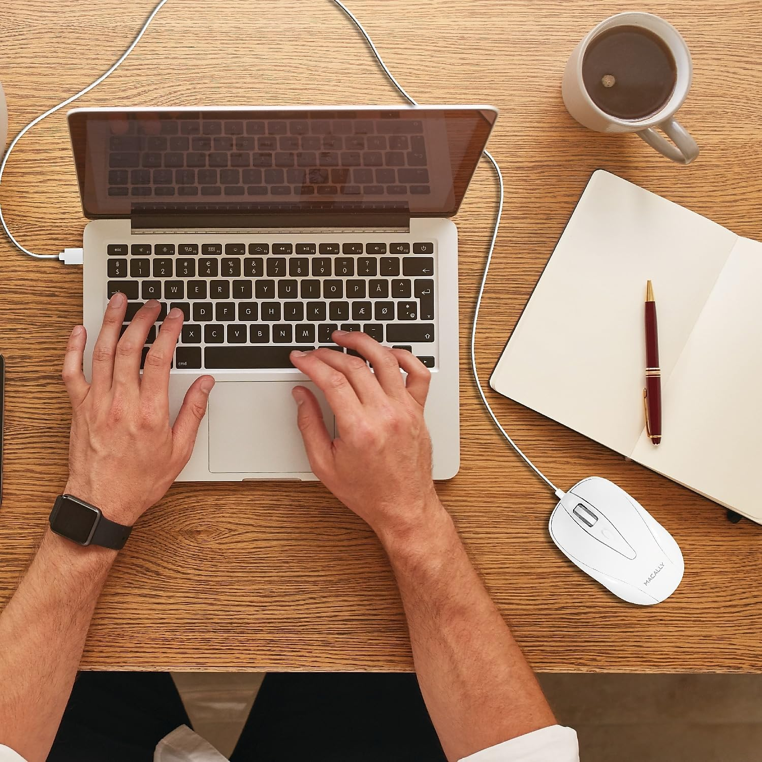 Macally USB Wired Mouse with 3 Button, Scroll Wheel, & 5 Foot Long Cord, USB Mouse for Laptop and Desktop, Computer Mouse Wired Compatible with Apple Macbook, Imac, Mac Mini, Windows PC, & Chromebook