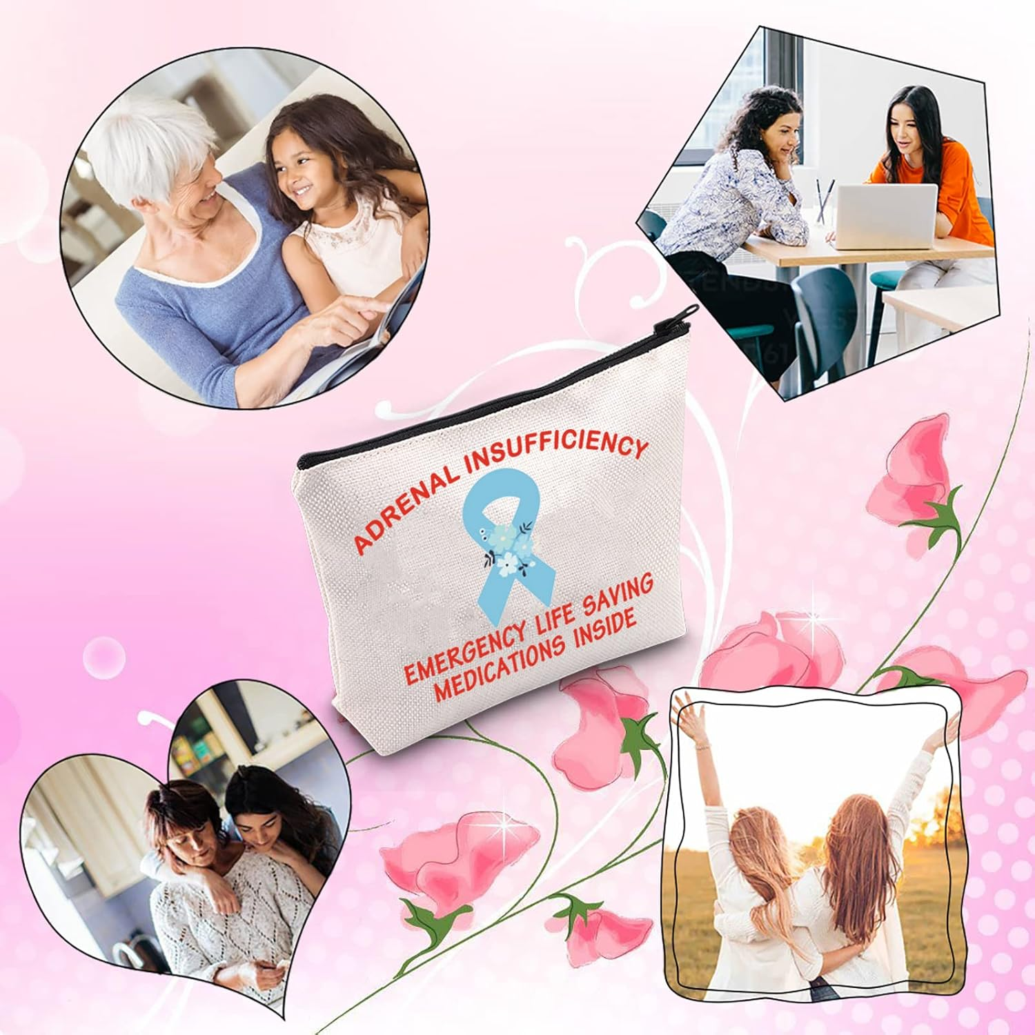 FOTAP Adrenal Support Medical Alert Bag Adrenal Insufficiency Emergency Life Saving Medications inside First Aid Bag, White, Adrenal Insufficiency-Uk image number 5