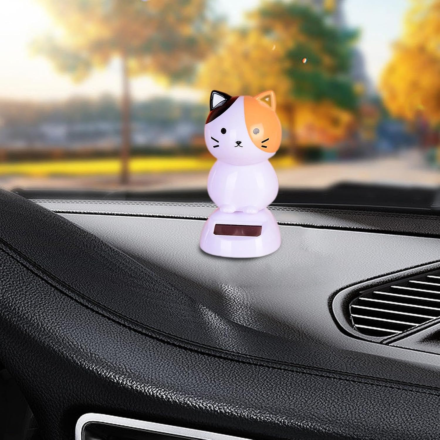 Solar Dancing Cat - Solar Powered Car Ornaments | Bobblehead for Car Dashboard | Car Dashboard Toys | Nodding Car Accessories | Solar Powered Dancing Toys for Vehicles Home Decoration - White image number 4