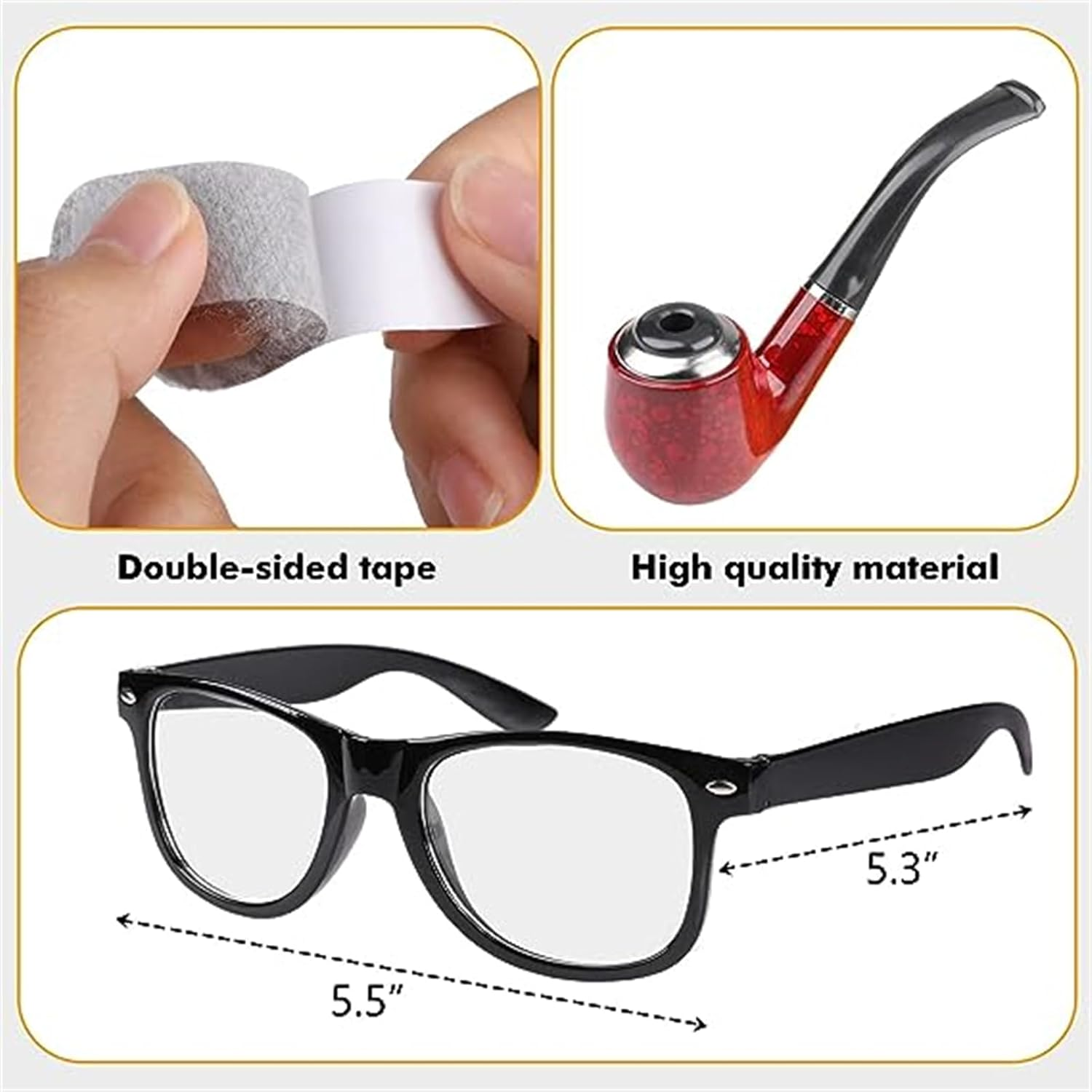 6PCS Funny Old Man Wig Set, Old Man Cosplay Accessories with Grandpa Wig, Wig Mesh Net, Glasses, Fake Moustache and Eyebrows, Grandpa Costume for Halloween Party image number 2