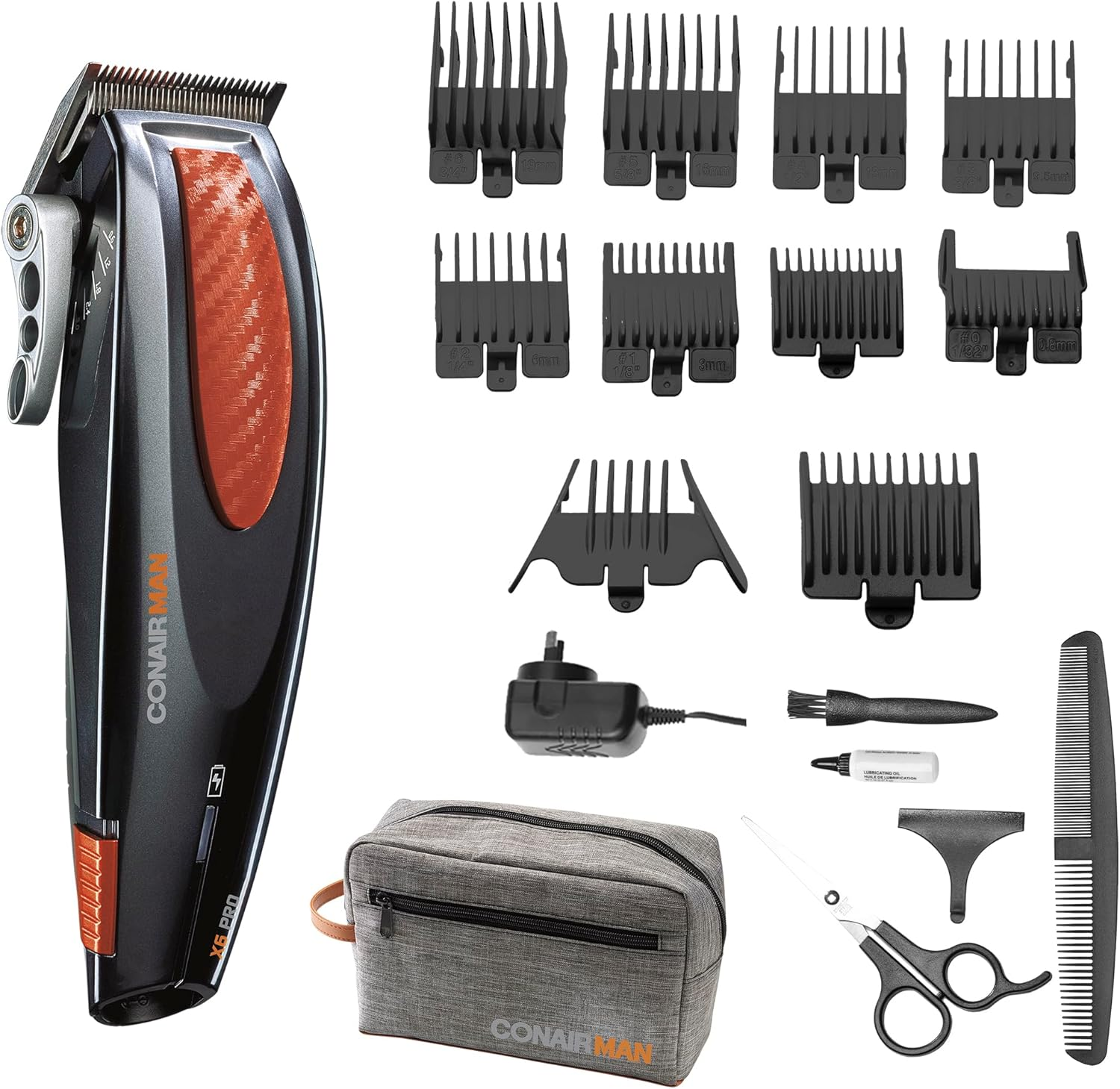 Conairman X6 PRO Cordless Hair Clipper &ndash; Japanese Steel Blades, 50 Cutting Lengths with Taper Control, 6X Power DC Motor, Corded & Cordless Use, Quick Charge, Travel Bag image number 2