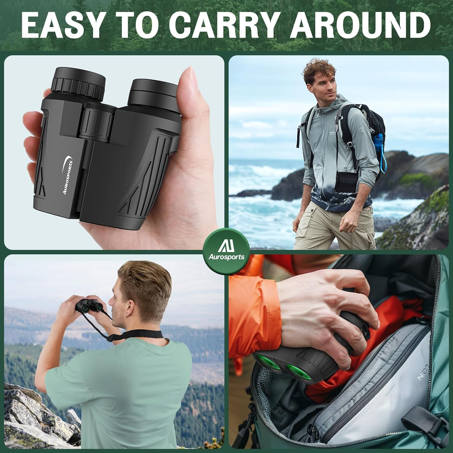 Aurosports 15X25 Compact Binoculars for Adult Kids - High Power Binoculars for Bird Watching - Easy Focus Small Binocular with Low Light Vision for Travel, Camping, Concert, Hiking image number 3