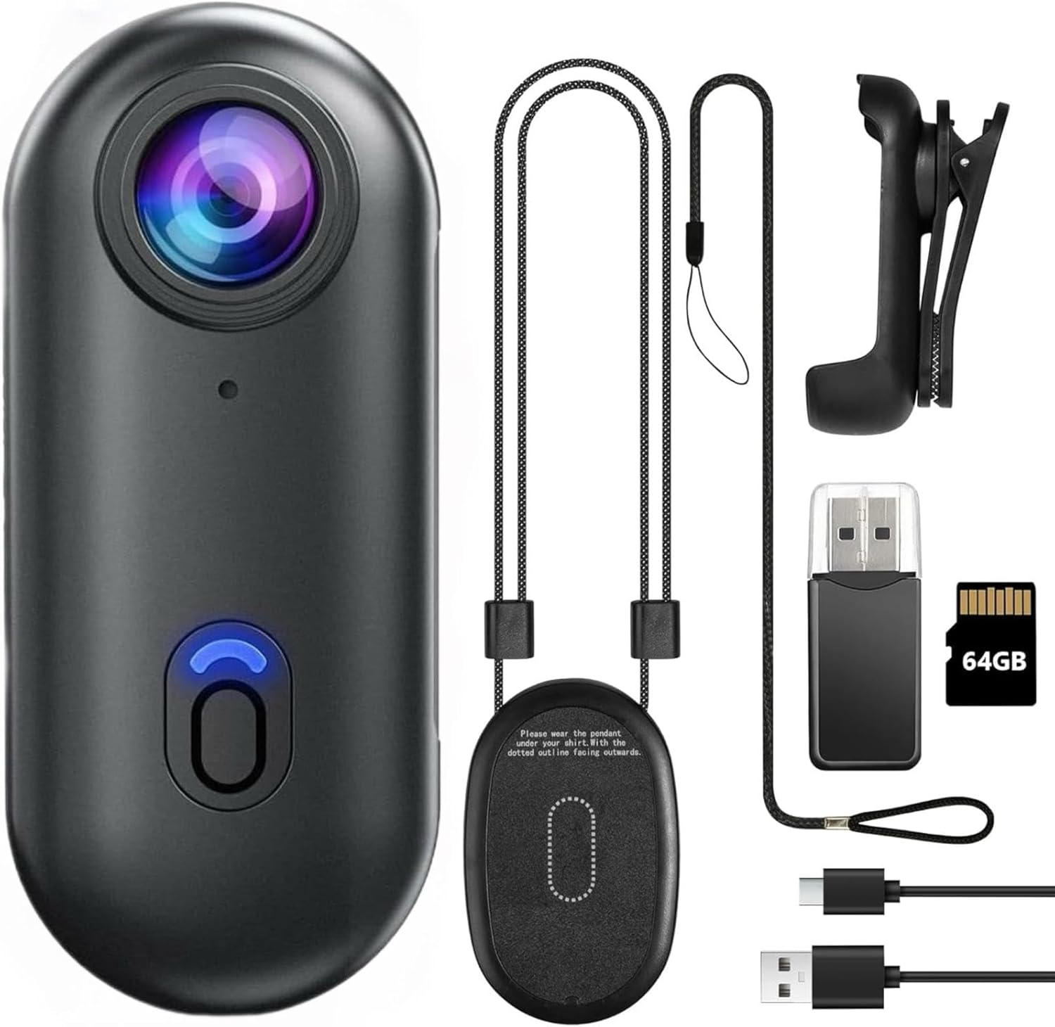 Mesalay 64GB Mini 360&deg; Action Camera with Wifi, 1080P Motorcycle Bodycam, 120&deg; Wide Angle Helmet Cam, Wearable Recorder with Multifunctional Accessories image number 1