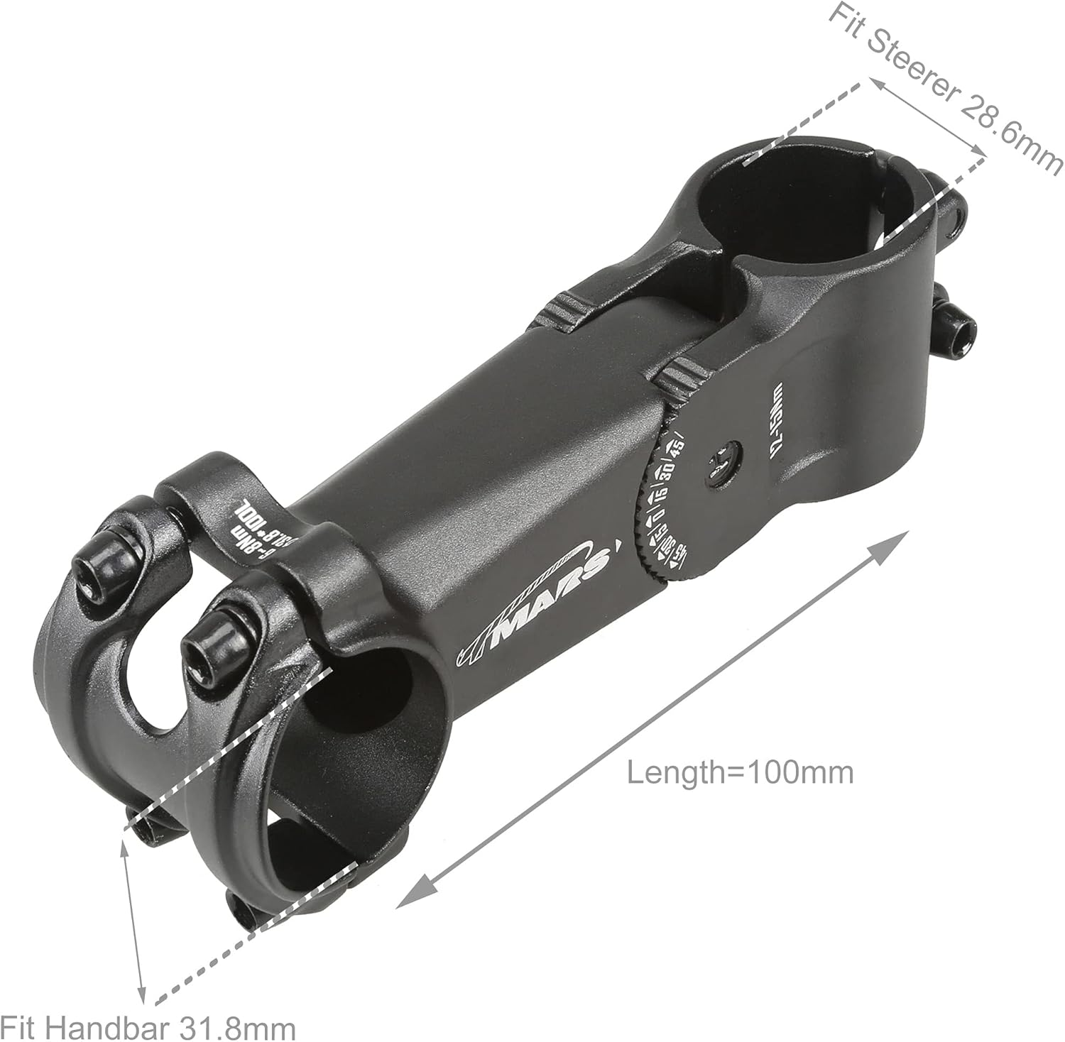 Cyclingdeal MTB Stem 31.8 100Mm 0-45 Degree Adjustable Bike Stem Mountain Bike Stem Short Handlebar Stem for Bicycle, Road Bike, MTB, BMX, Cycling (Aluminum Alloy, Lightweight, Black) image number 1