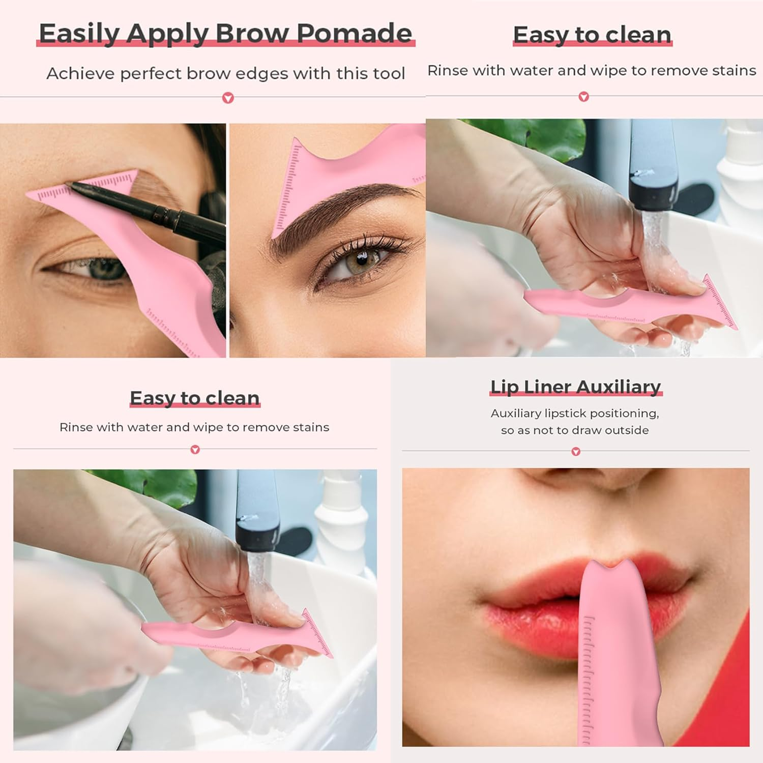 2PCS Silicone Eyeliner Tool and Eye Makeup Aid Set, Precision Eyeliner Guide with Measurement Markings and Sharp Angled Tip, Mascara Protection Shield, Eyeliner Application Helper, Lipstick Shaping - 3Pcs image number 7