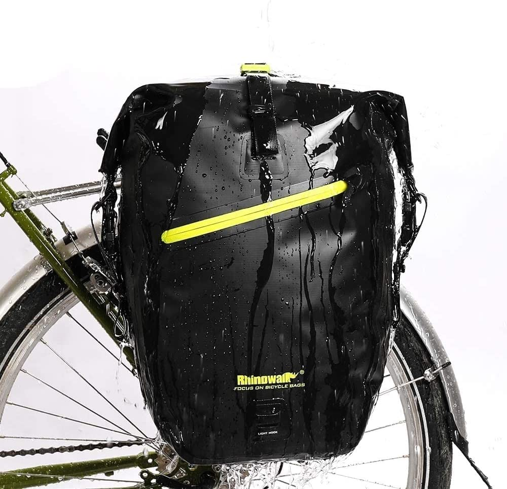 Rhinowalk Bike Bag Waterproof Bike Pannier Bag 27L,(For Bicycle Cargo Rack Saddle Bag Shoulder Bag Laptop Pannier Rack Bicycle Bag Professional Cycling Accessories)-Green