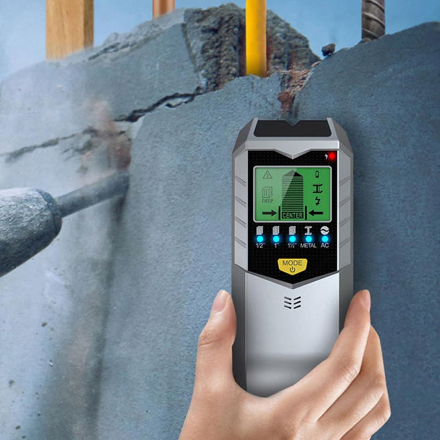 Stud Finder Sensor,Portable 5 in 1 Wall Scanner Handheld Stud Sensor,Lcd Display and Audio Alarm,Edge Finder for Metal Wood Detector(Batteries Not Included) (Silver)