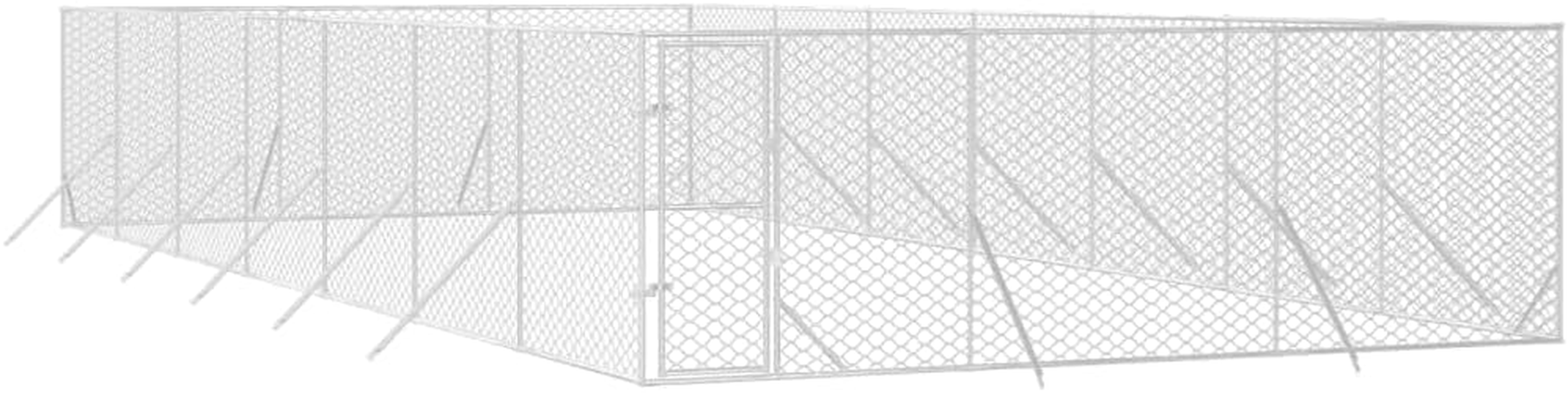 Outdoor Dog Kennel Silver 6X14X2 M Galvanised Steel Pet Shelter Large Enclosure