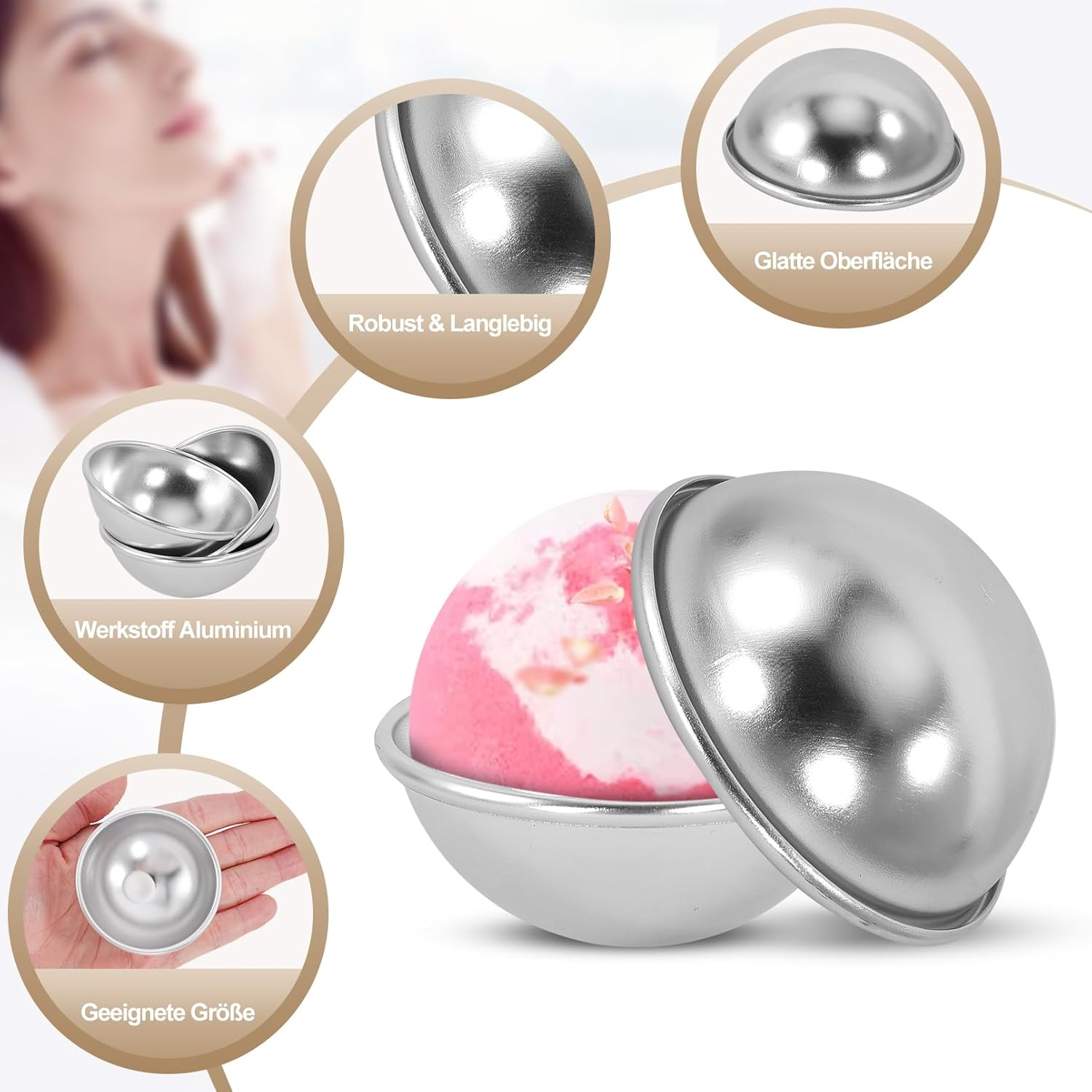 EOGRFW 6 Sets of 12 Bath Bomb Molds, DIY Bath Bomb Moulds, Bath Bomb Mould Set, Aluminium Bath Bomb Moulds, Soap Mould Moulds, DIY Casting Moulds for DIY Handmade Bath Bombs and Soap, 6 Balls image number 1