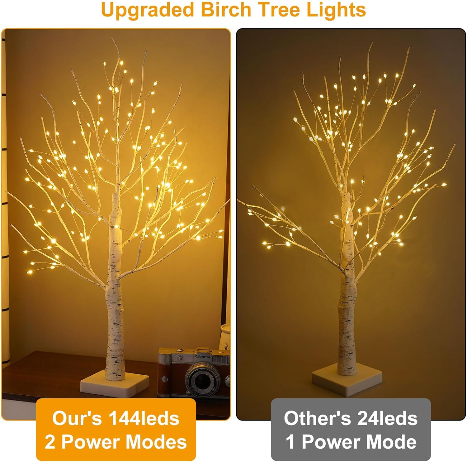 Birch Light Tree Indoor with 144 Warm White Leds Light, LED Tree Lights Tree Decorative Branches Christmas Decoration Wedding Interior Decoration for Party Birthday Wedding Festive Party Decoration image number 2