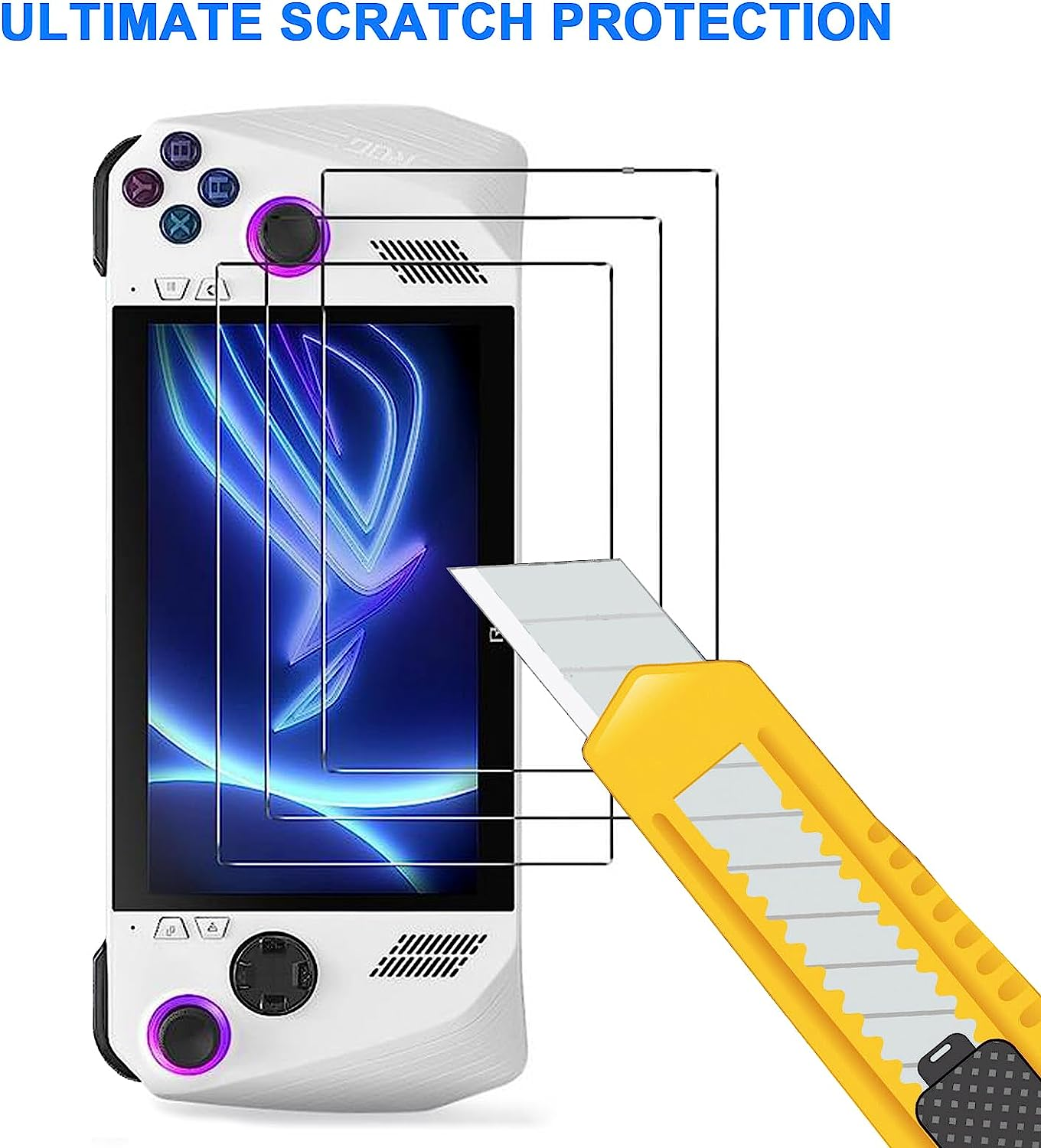 [3-Pack] Screen Protector Glass for ASUS ROG Ally Handheld 7 Inch 2023/ROG Ally X (2024), Premium 9H Tempered Glass Screen Protector for ROG Ally 7 Inch image number 1