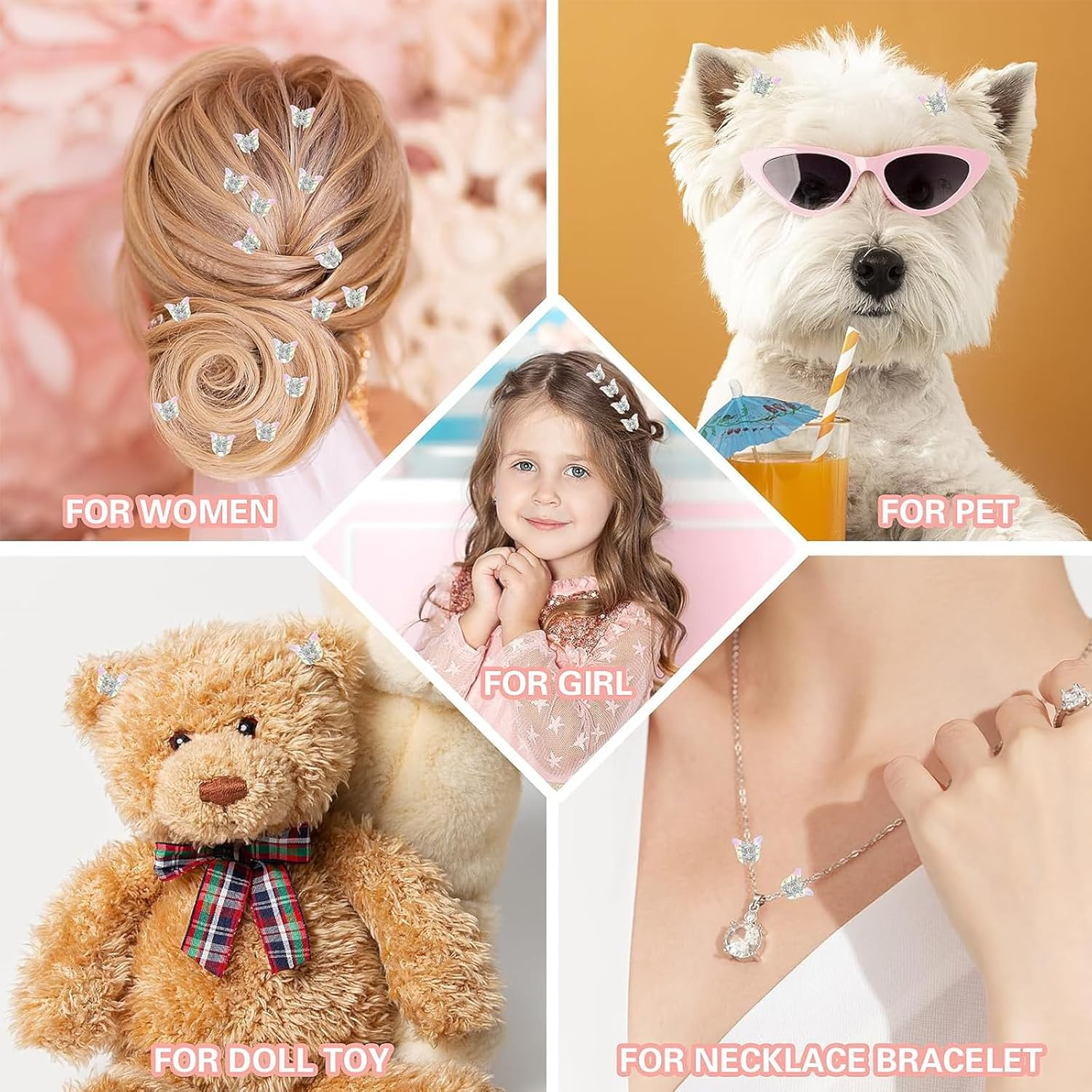 Gaivek 50 Pcs Mini Butterfly Hair Clips for Girls and Women, Cute Sparkly Colorful Tiny Claw Clips for Thick Hair, Small Hairstyling Accessories image number 2