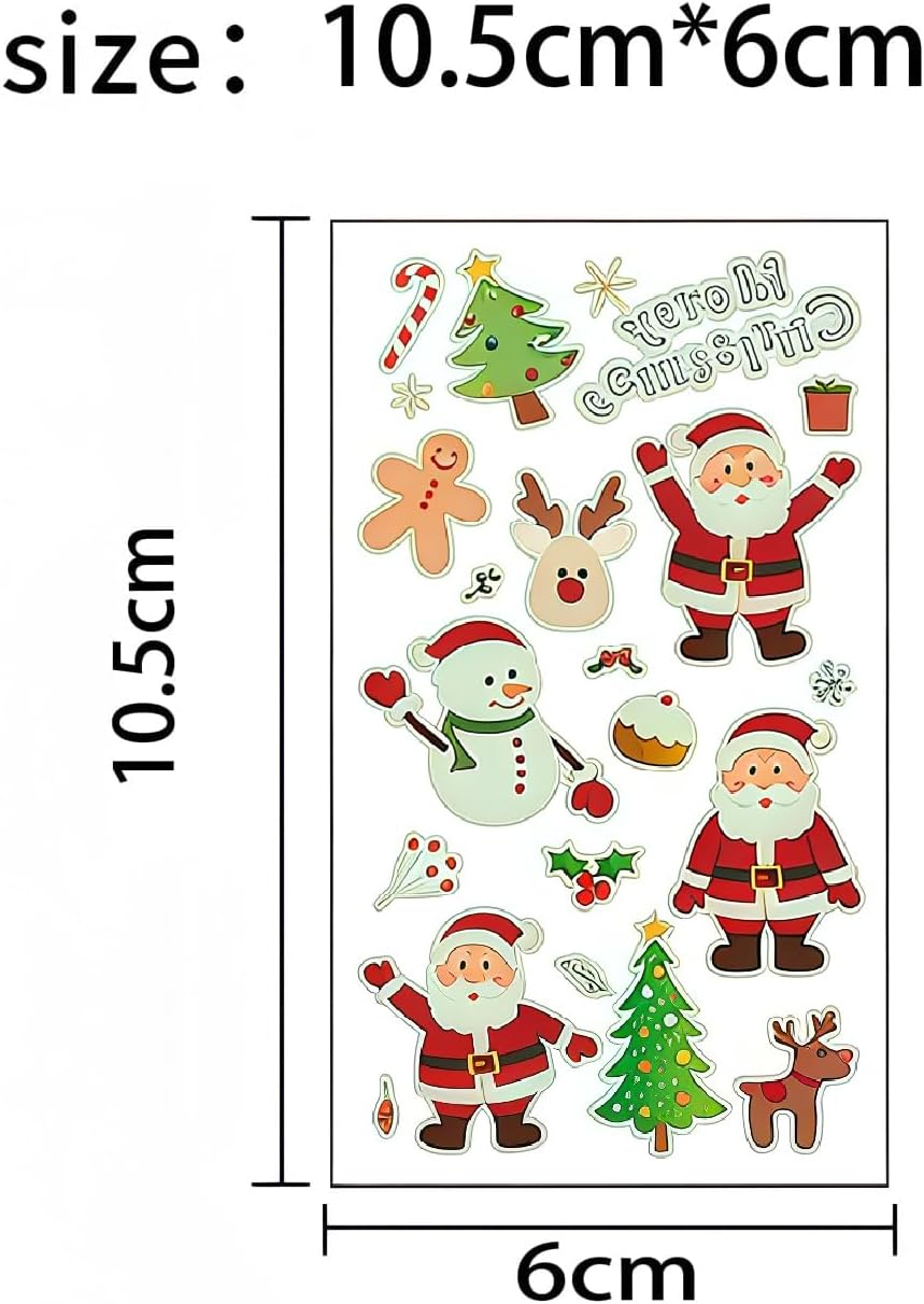 Christmas Tattoo Stickers，Luminous Christmas Temporary Tattoos for Kids-120 Pieces Christmas Glow in the Dark Tattoos Stickers（10 Sheets) Christmas Party Favors for Kids Stocking Stuffers and Gifts image number 4