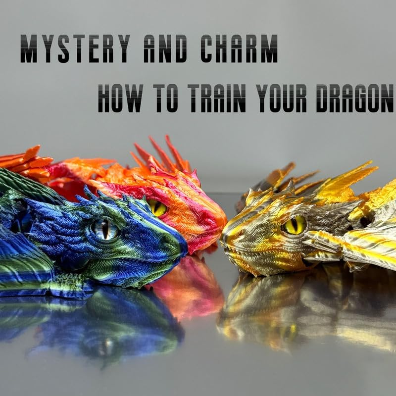 Feathered Wyvern Dragon,3D Printed Dragon, Articulated Dragon with Wings, 3D Printed Toys, Desktop Pet - Perfect for Fantasy Enthusiasts (Noctilucent Blue) image number 3