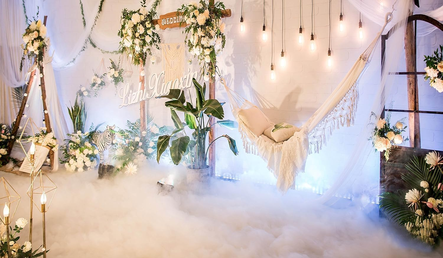 Handmade Boho Large Brazilian Macrame Fringe 2 Person Double Deluxe Hammock Swing Net Chair for Beach, Yard, Bedroom, Patio, Porch, Indoor, Outdoor, Wedding Decor 95" Lx 59" W image number 1