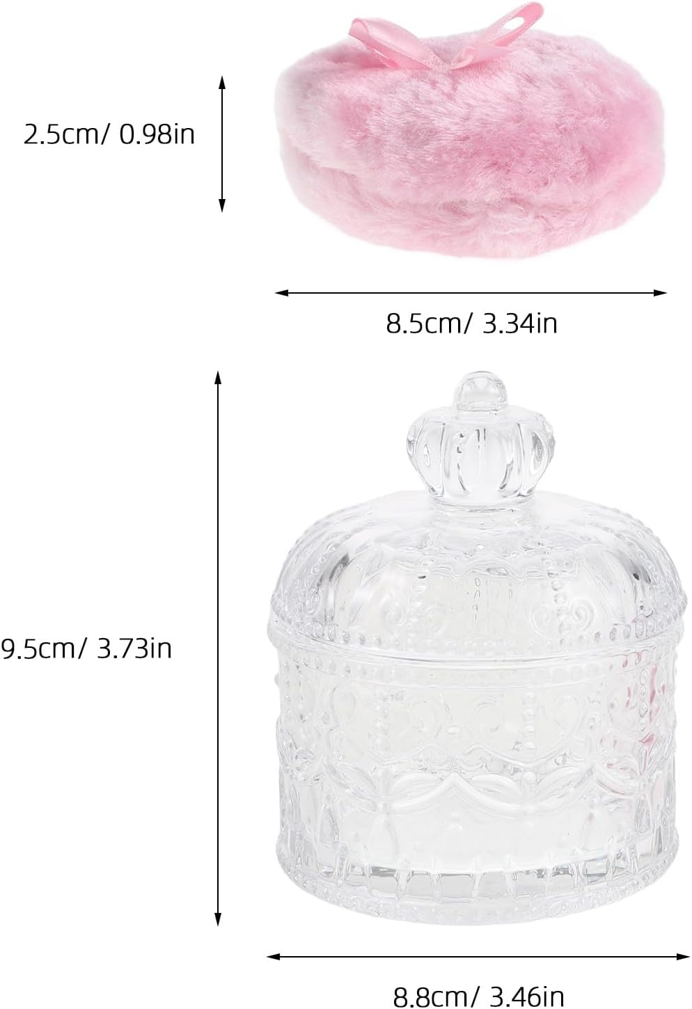 Gatuida 1 Set Soft Powder Puff and Container - 3.34" High Density Fiber Dusting Washable Reusable Powder Puff and Glass Jar for Face Makeup Pink image number 4