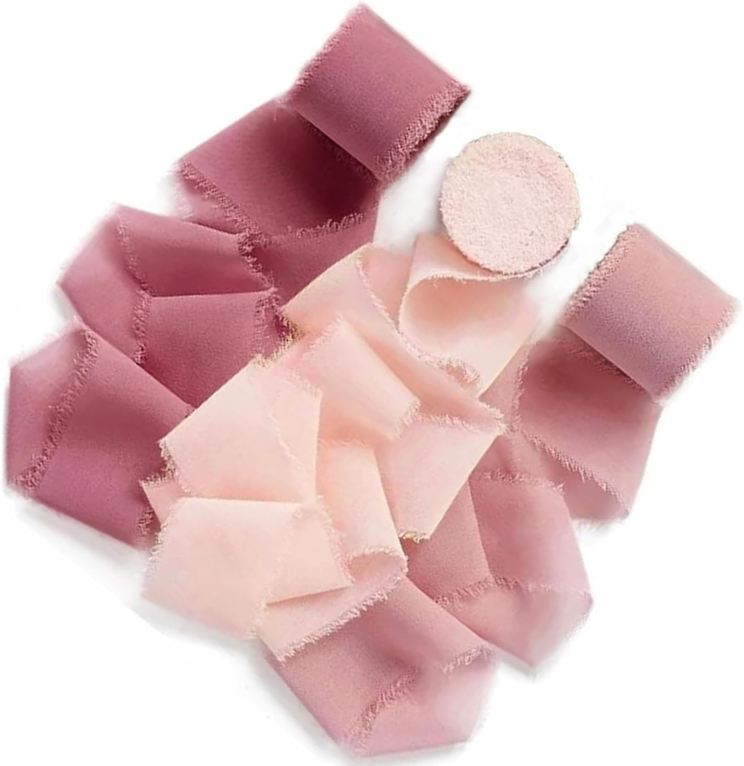 3 Rolls Handmade Fringe Chiffon Ribbon Craft Fabric 4Cmx5M for Gift Wrapping, Wedding Decor, Bouquet Wrap, Bow Making, Bridal Bouquets