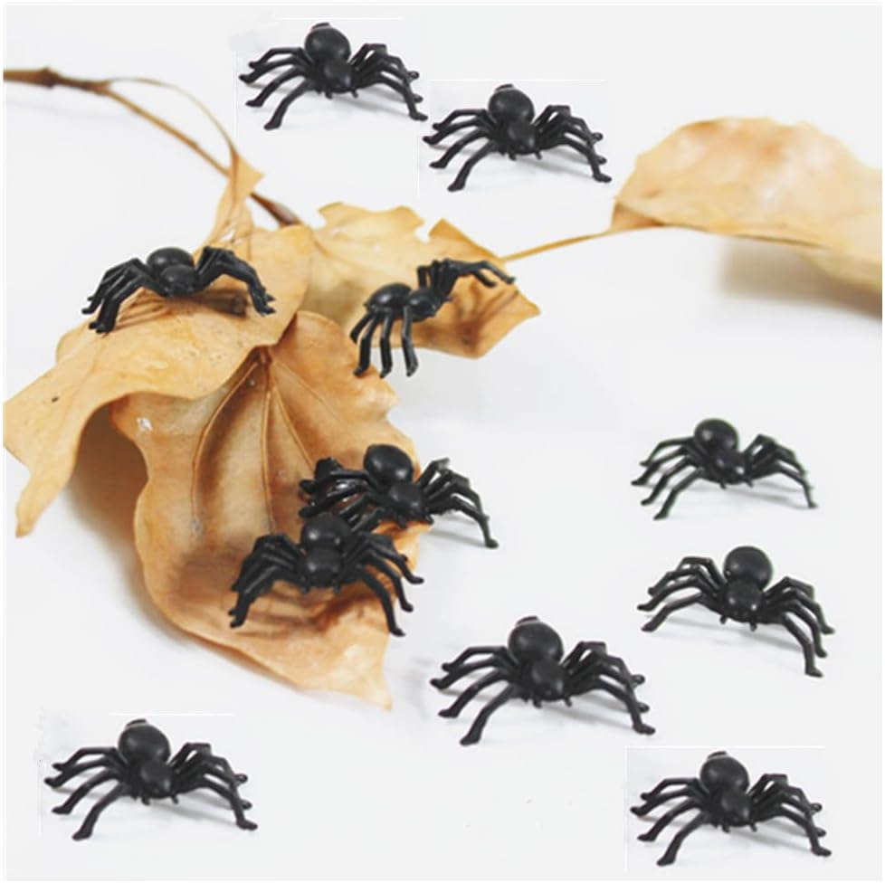 100 Pcs Realistic Spider Halloween Decoration, Halloween Spiders, Plastic Mini Spider Black Realistic Scary Spider Prank Halloween Haunted House Decorations for Halloween Parties Fool'S Day image number 5