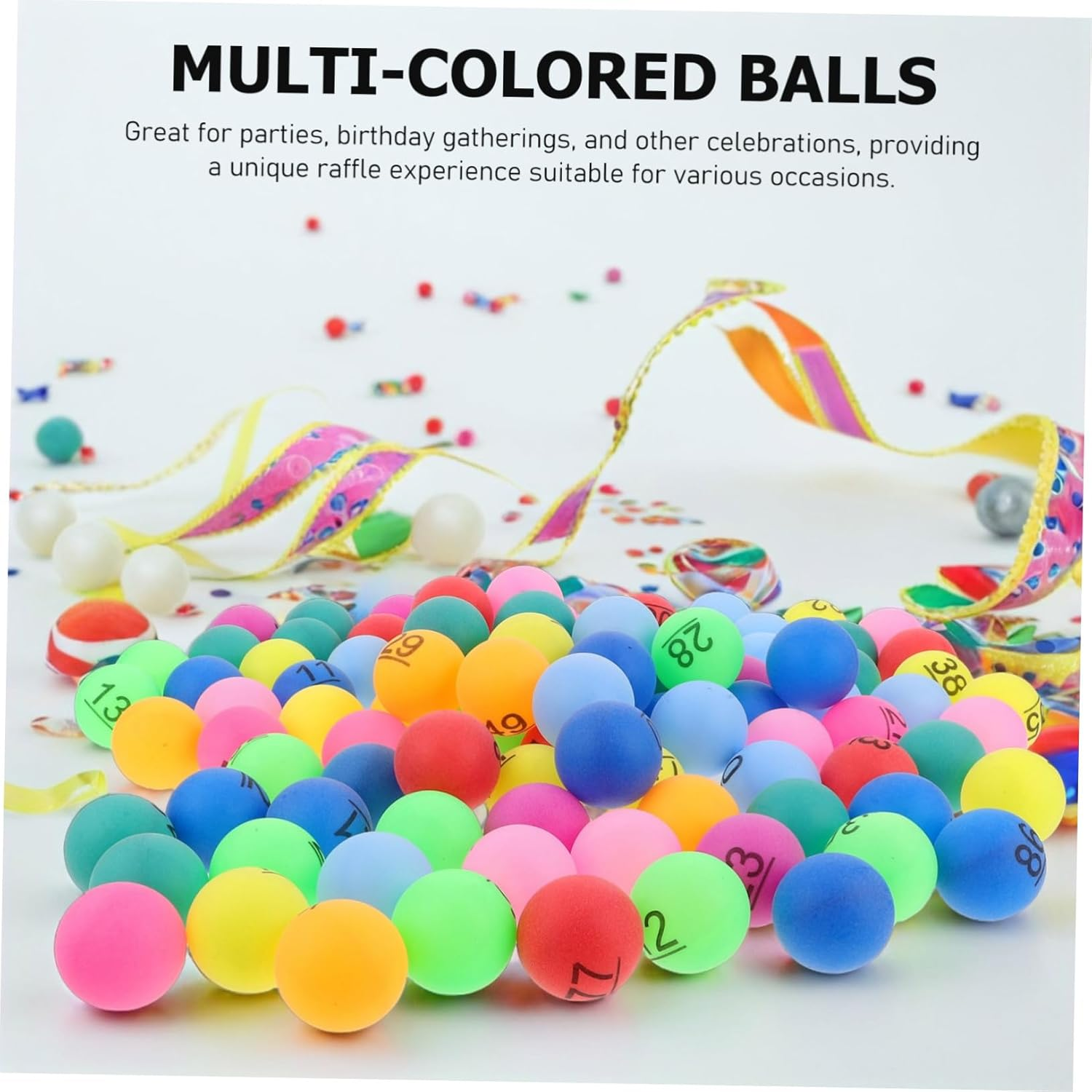 Vaguelly 100Pcs Color Balls and Prize Draw Balls Prize Ball Electronic Bingo Game Decorative Ball Color Ball Suit Ball Raffle Balls 1-100 Bingo Game Ball Pp image number 2