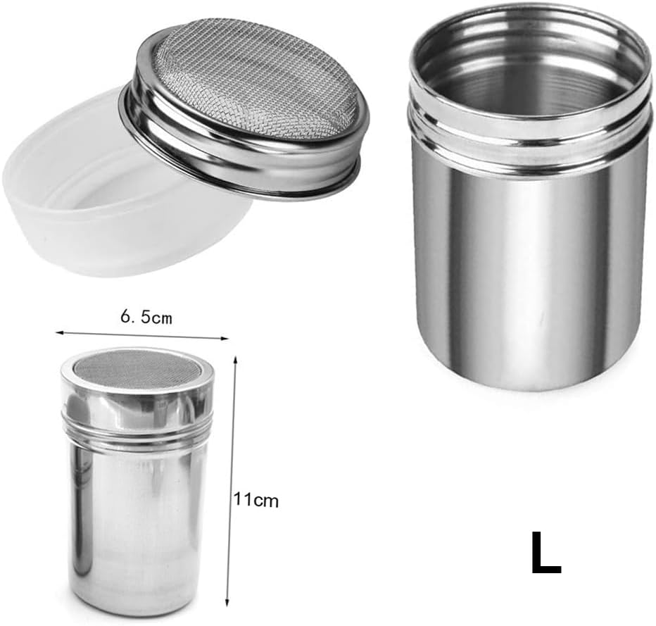 Stainless Steel Icing Sugar Cocoa Coffee Shaker Flour Duster Chocolate Powder L(6.5X11CM)