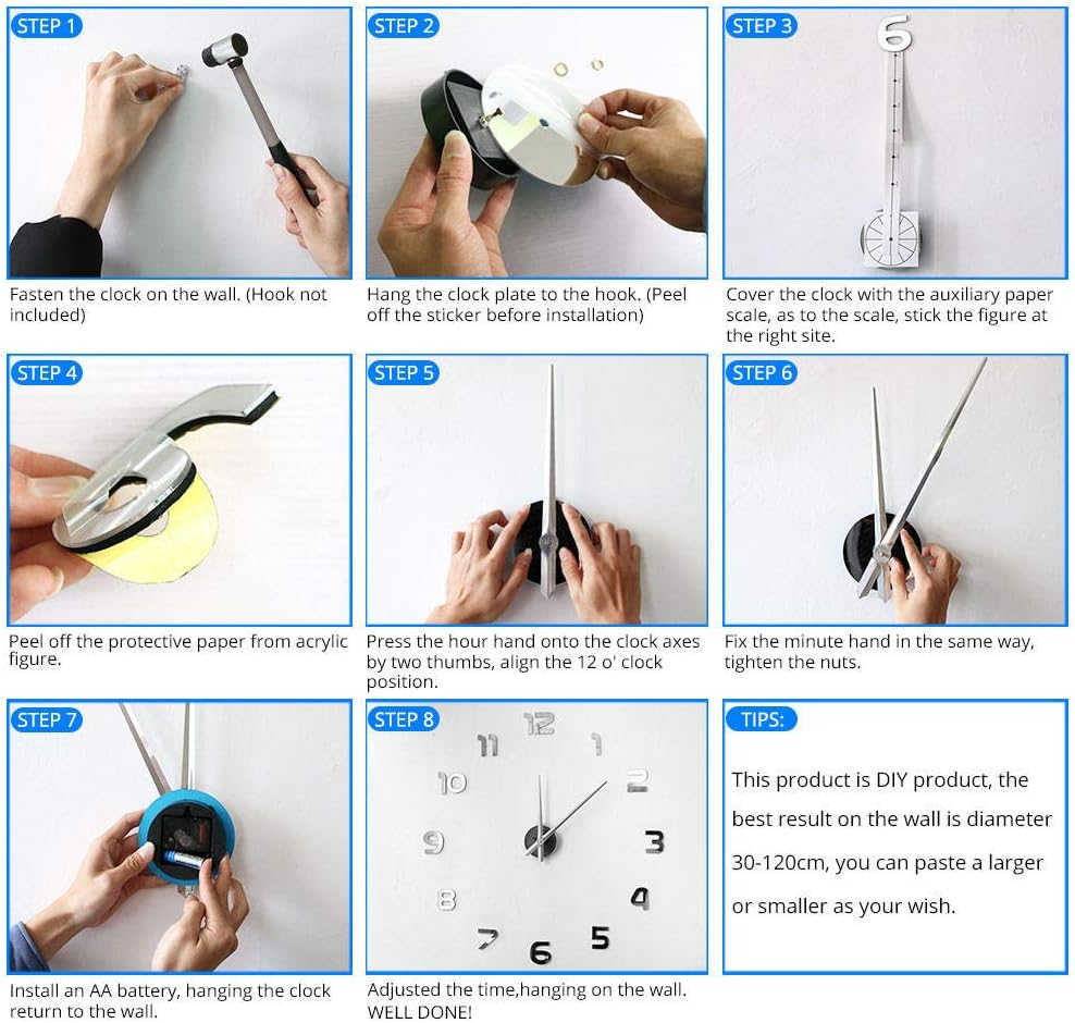 Guitar Variety Music DIY Giant Wall Clock Music Room Decor Frameless Big Needles Large Wall Clock Rock N Roll Guitar Wall Watch Black 47Inch(120Cm) image number 1