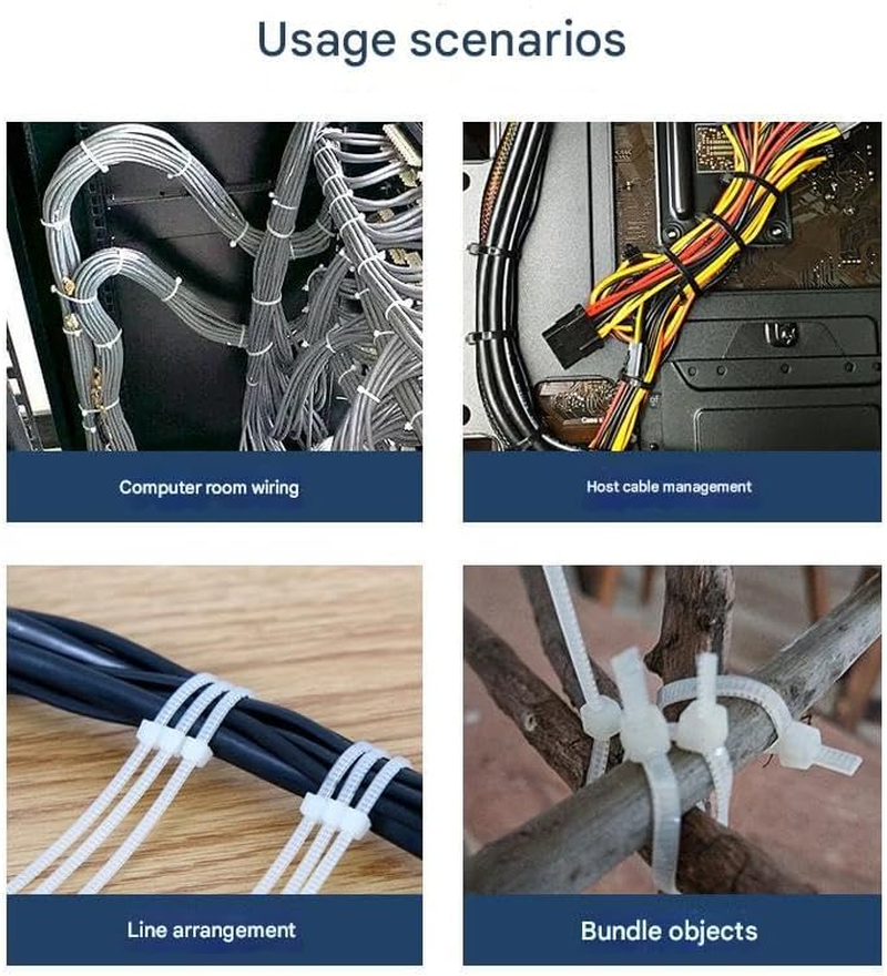 50Pcs Self-Adhesive Cable Ties + 100Pcs Cable Zipper Ties, Adjustable Wire Management Cable Clips, Cable Organizer Ties, Must-Haves for Home, Workshop, Office (Total 150Pcs) (Black) image number 4