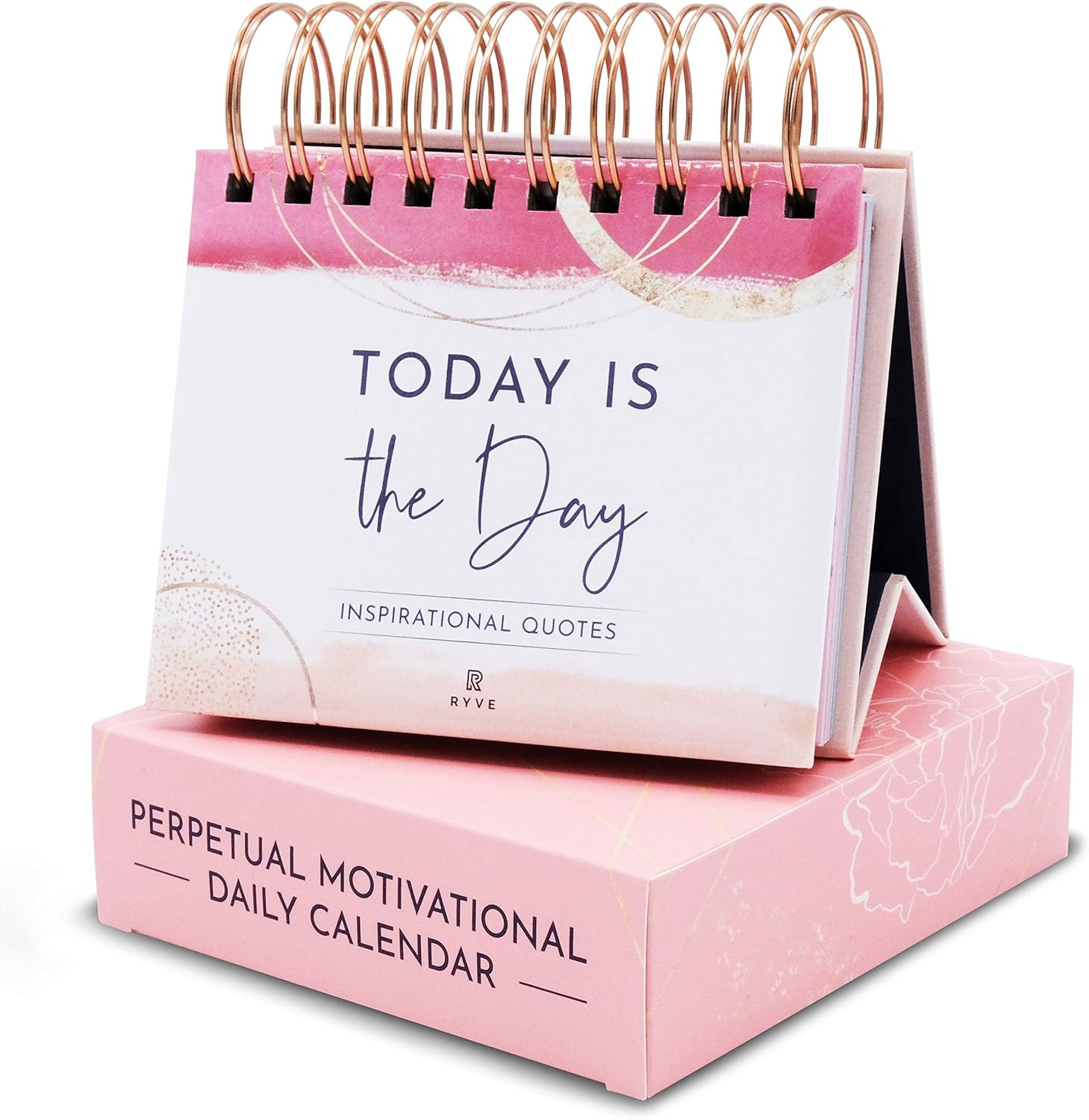 RYVE Motivational Calendar - Daily Flip Calendar with Motivational Quotes - Inspirational Love Gifts for Women, Office D&eacute;cor/Office Gifts, Desk Decorations for Women, Pink