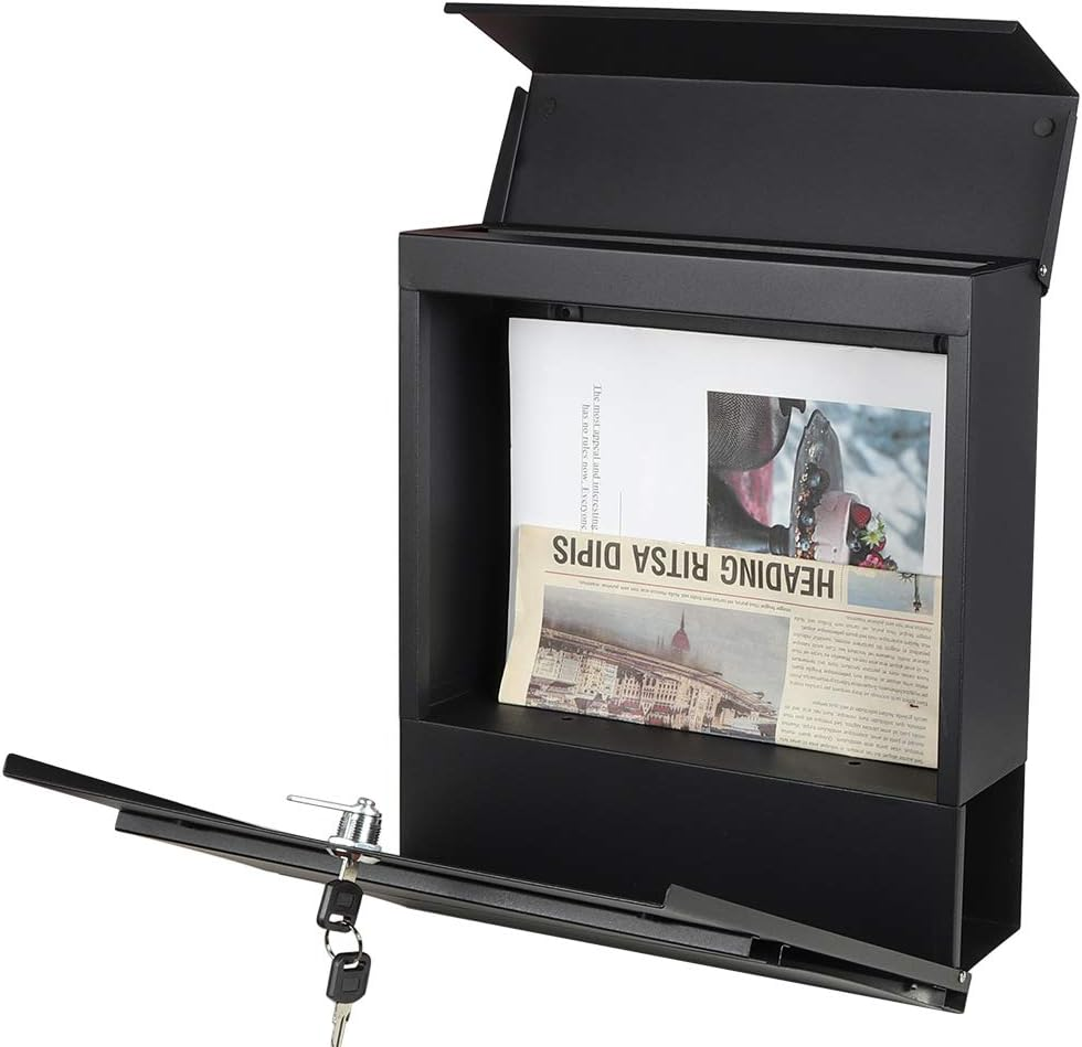 Lockable Mailboxes with Keys,Outdoor Wall Mounted Mail Box with Large Capacity,14 3/10" X 4 1/10" X 13", Black