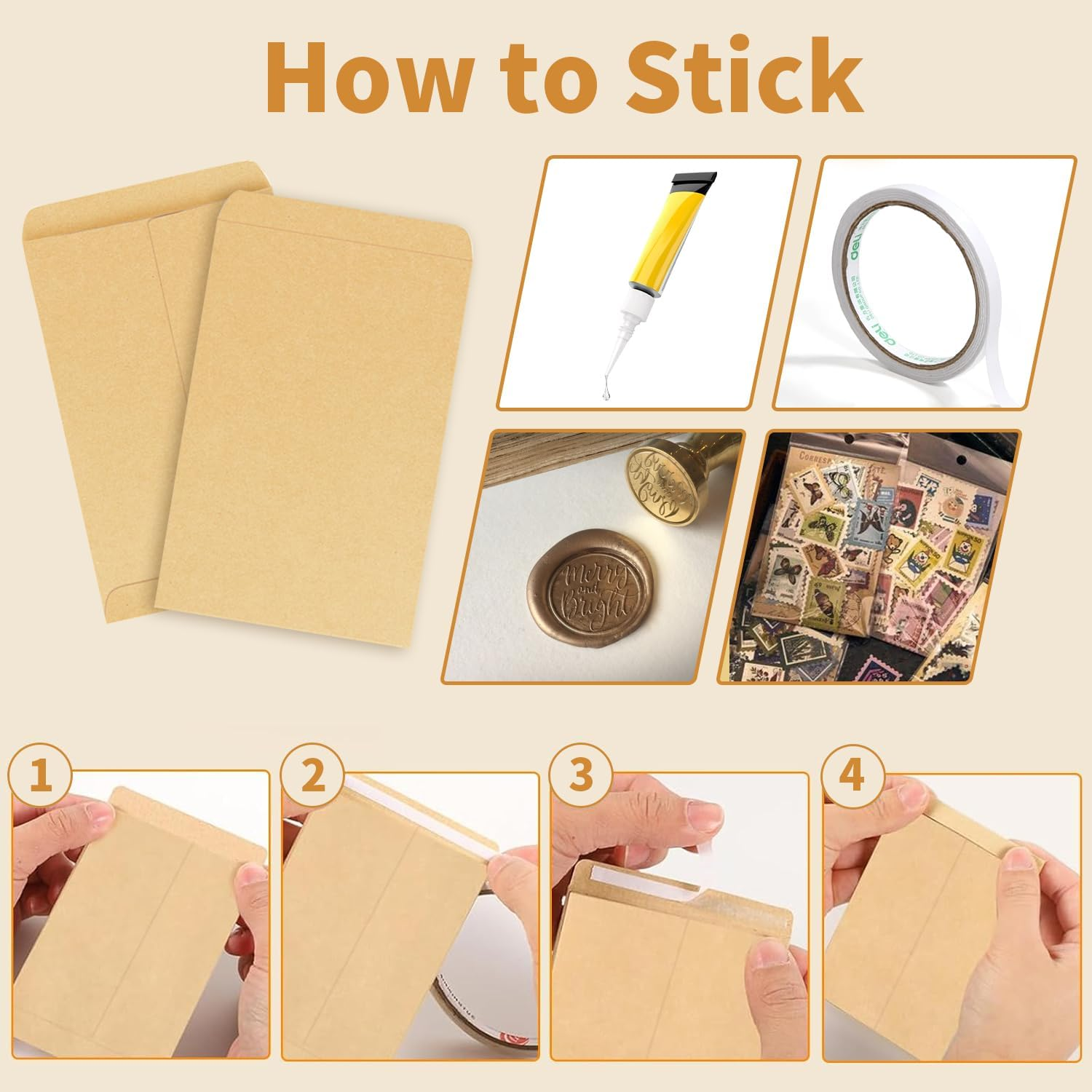 Funcyboo 200 PCS #1 Coin Envelopes Kraft Envelopes, 6.5 X 3.9 Inch Small Parts Envelope Seed Envelop for Seed Coins Cash Credit Cards image number 6